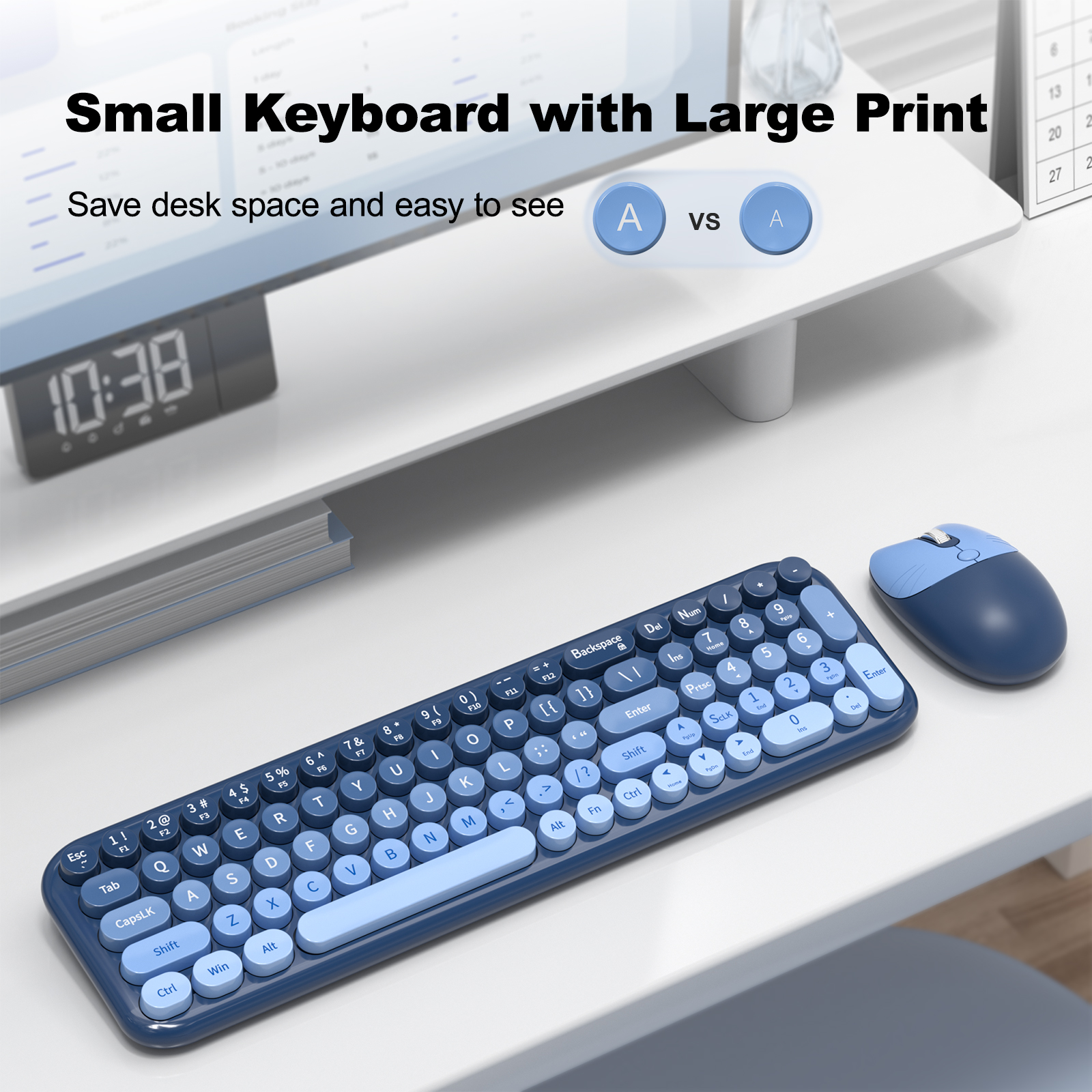 Wireless Keyboard Mouse Combo with Compact Size Sea Blue - Image 2