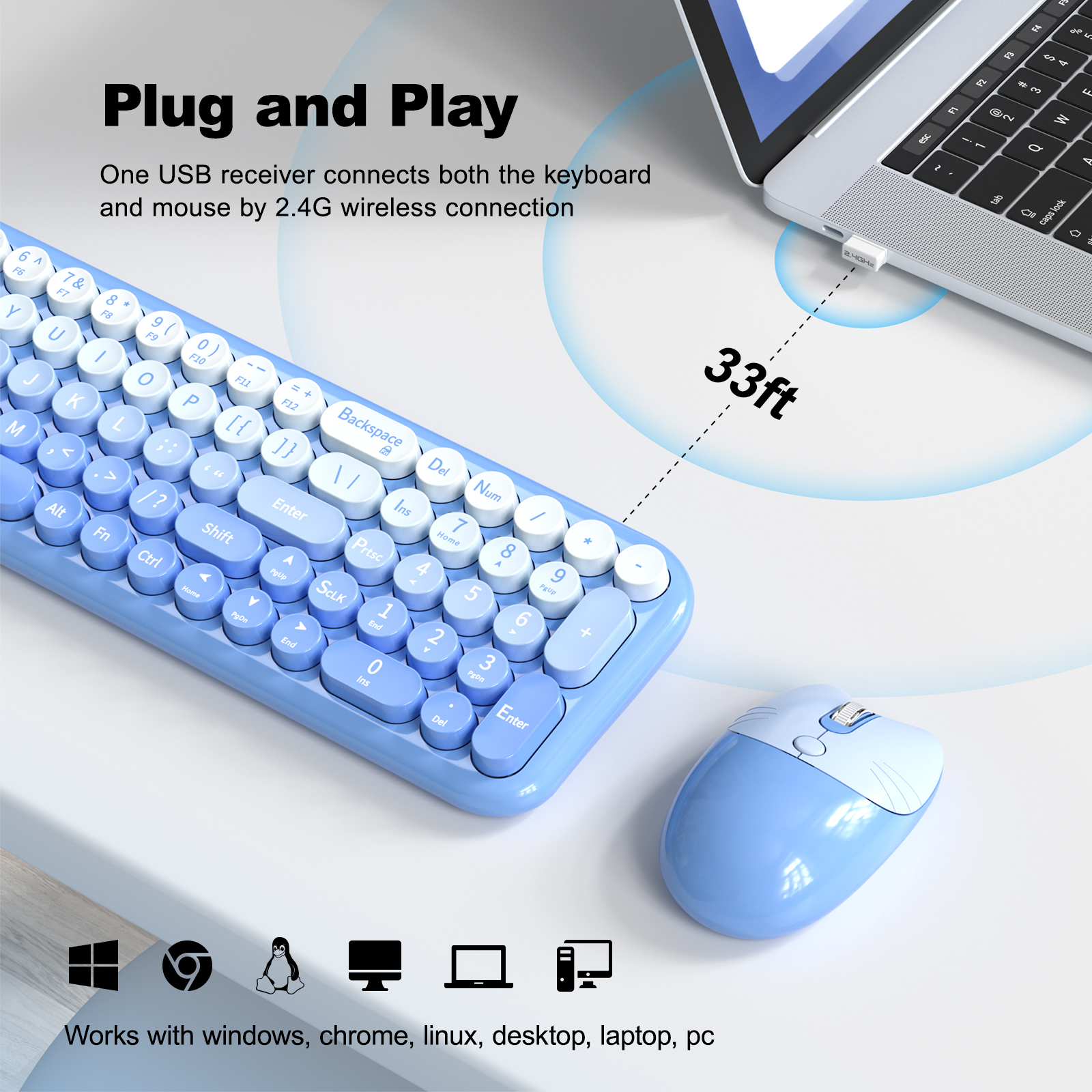 MOFII Wireless Keyboard and Mouse Combo with Compact Size - Image 3