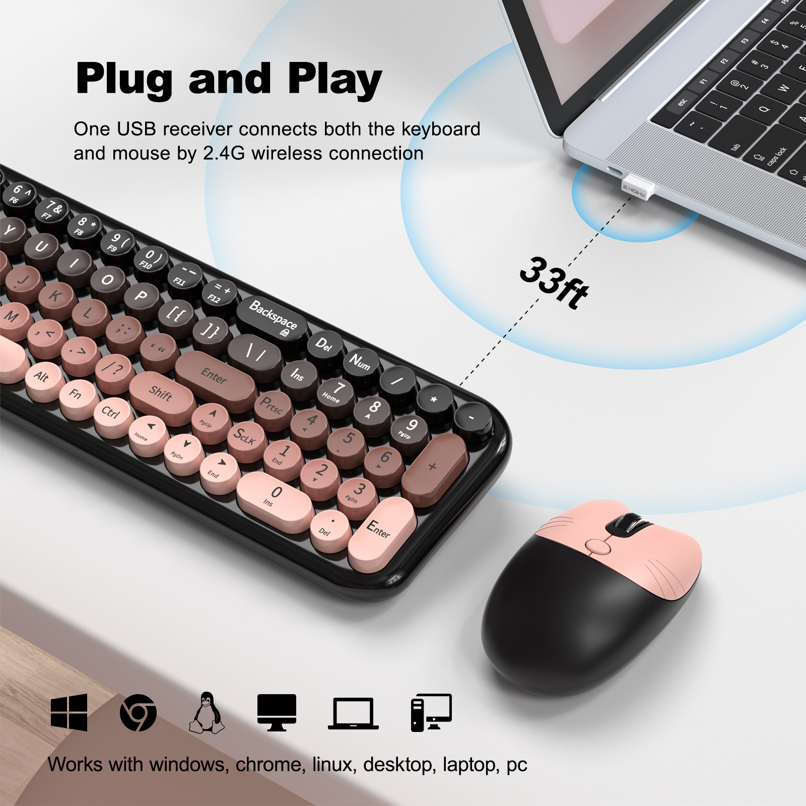 Wireless Keyboard Mouse Combo with Compact Size Blackberry - Image 3