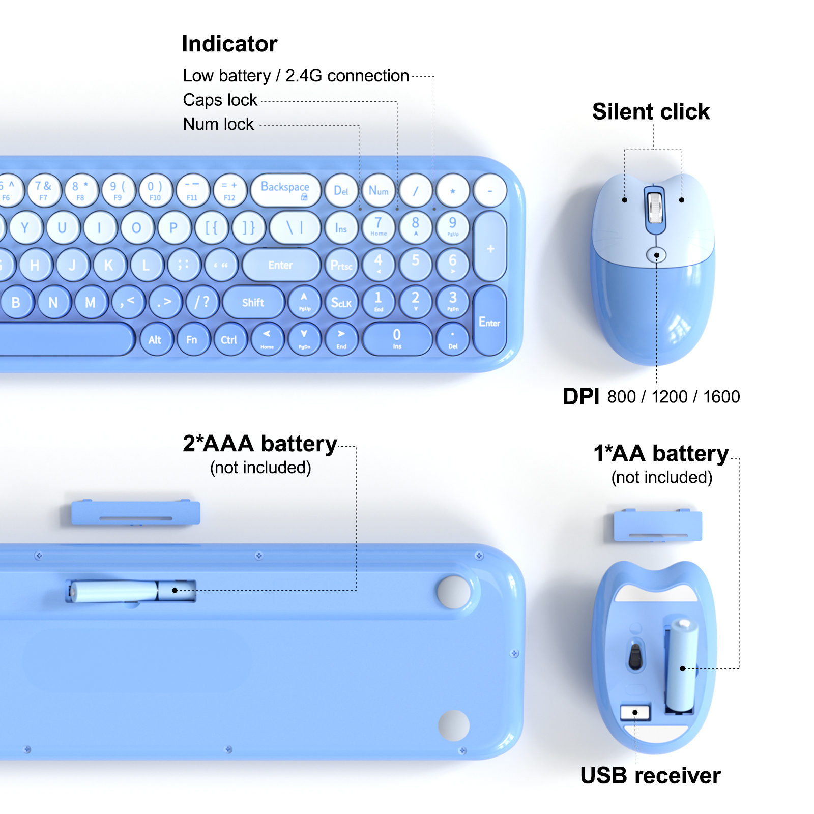 MOFII Wireless Keyboard and Mouse Combo with Compact Size - Image 4
