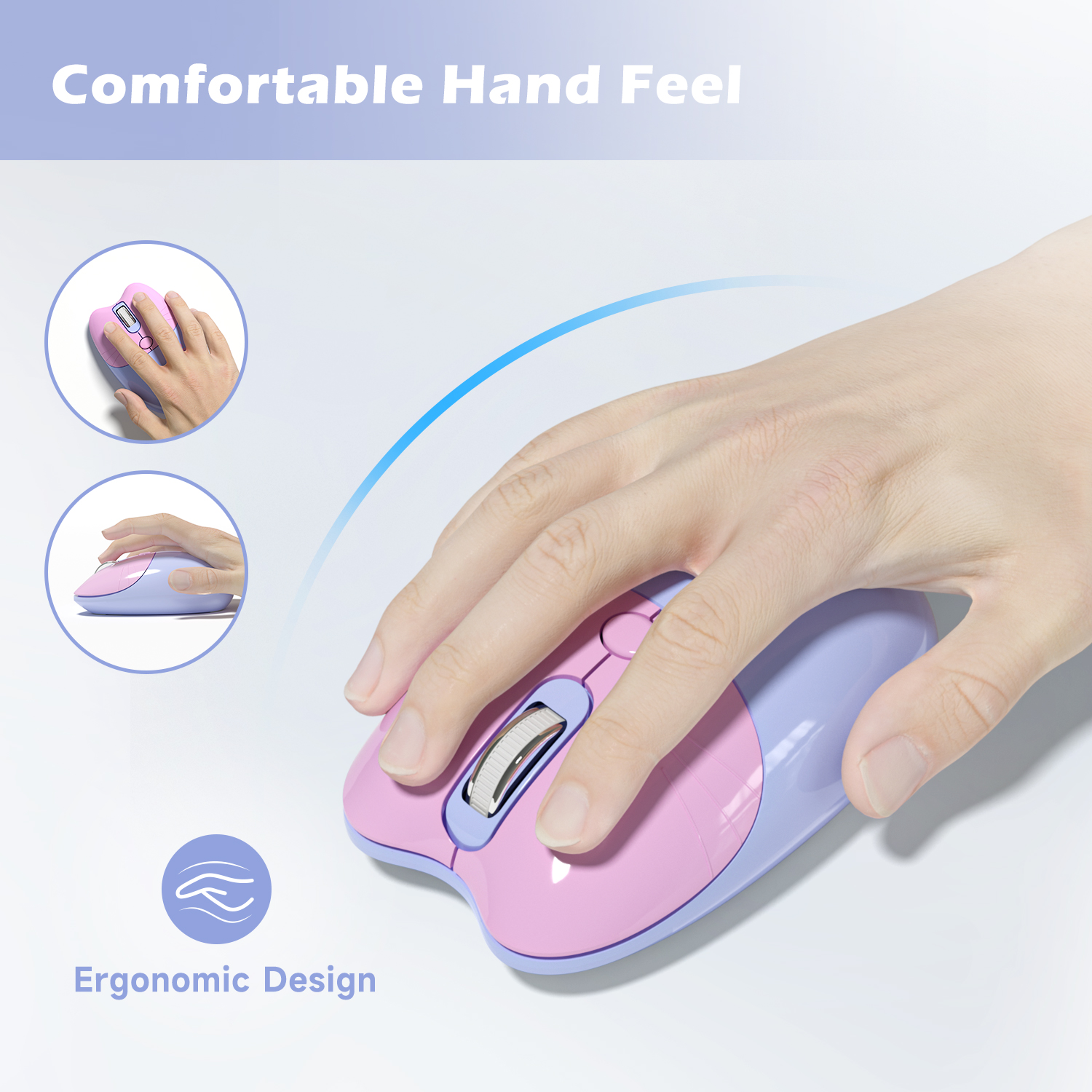 Wireless Noiseless Mouse with 2.4G USB Cute Mice(Blue) - Image 4