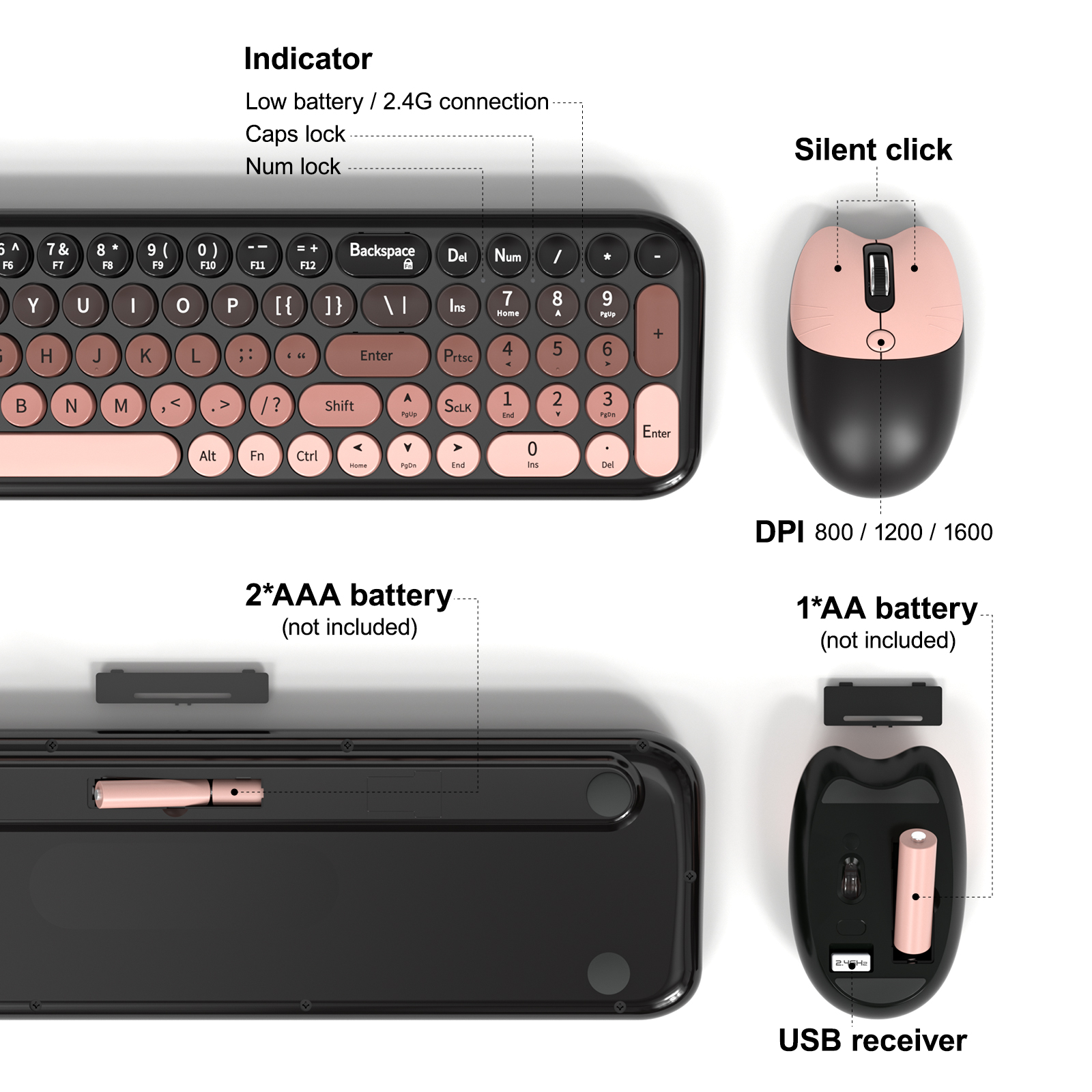 Wireless Keyboard Mouse Combo with Compact Size Blackberry - Image 4