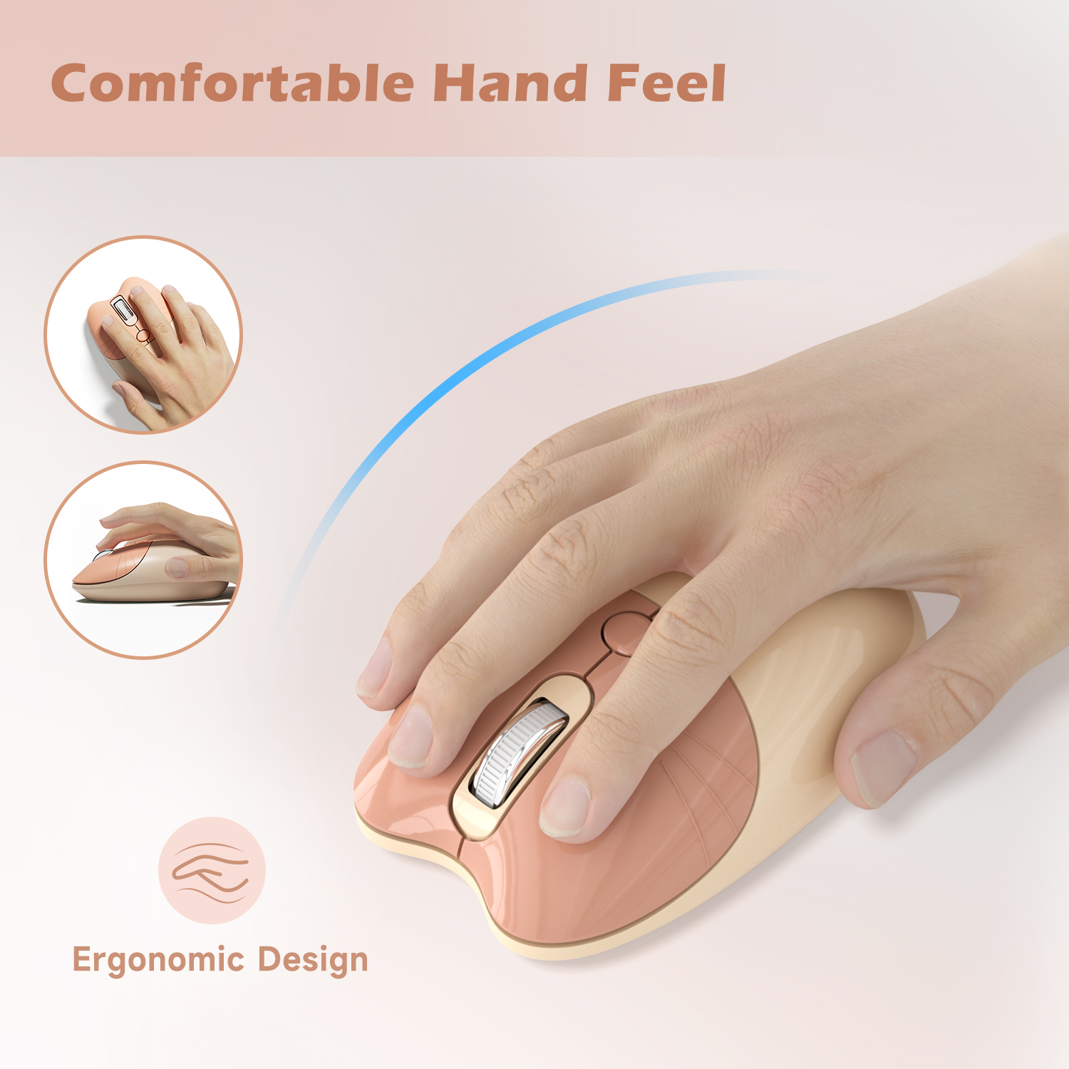 Wireless Noiseless Mouse with 2.4G USB Cute Mice(Milk Tea) - Image 4