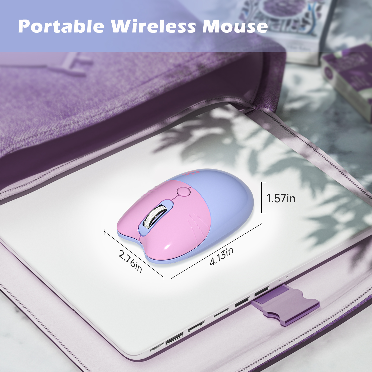 Wireless Noiseless Mouse with 2.4G USB Cute Mice(Blue) - Image 5