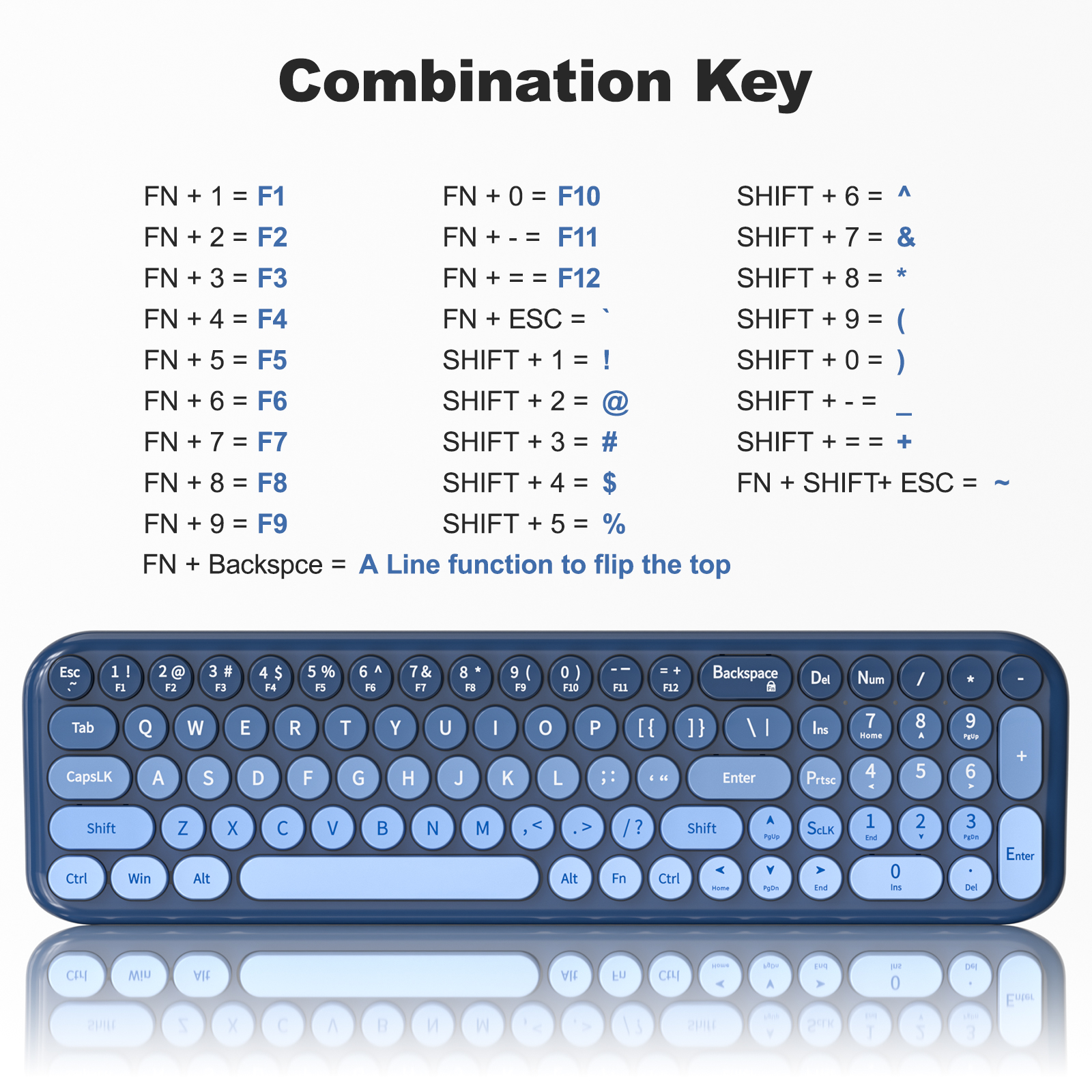Wireless Keyboard Mouse Combo with Compact Size Sea Blue - Image 5