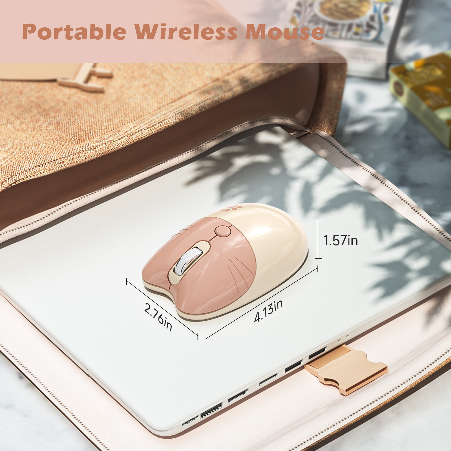 Wireless Noiseless Mouse with 2.4G USB Cute Mice(Milk Tea) - Image 5
