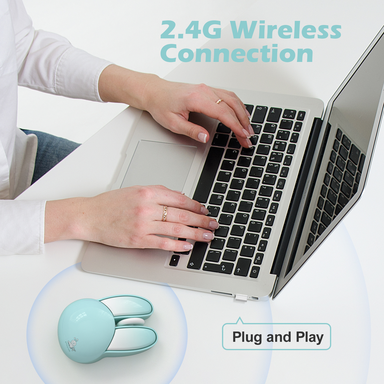 Wireless Noiseless Computer Mouse Cute Bunny Shaped(Blue) - Image 6