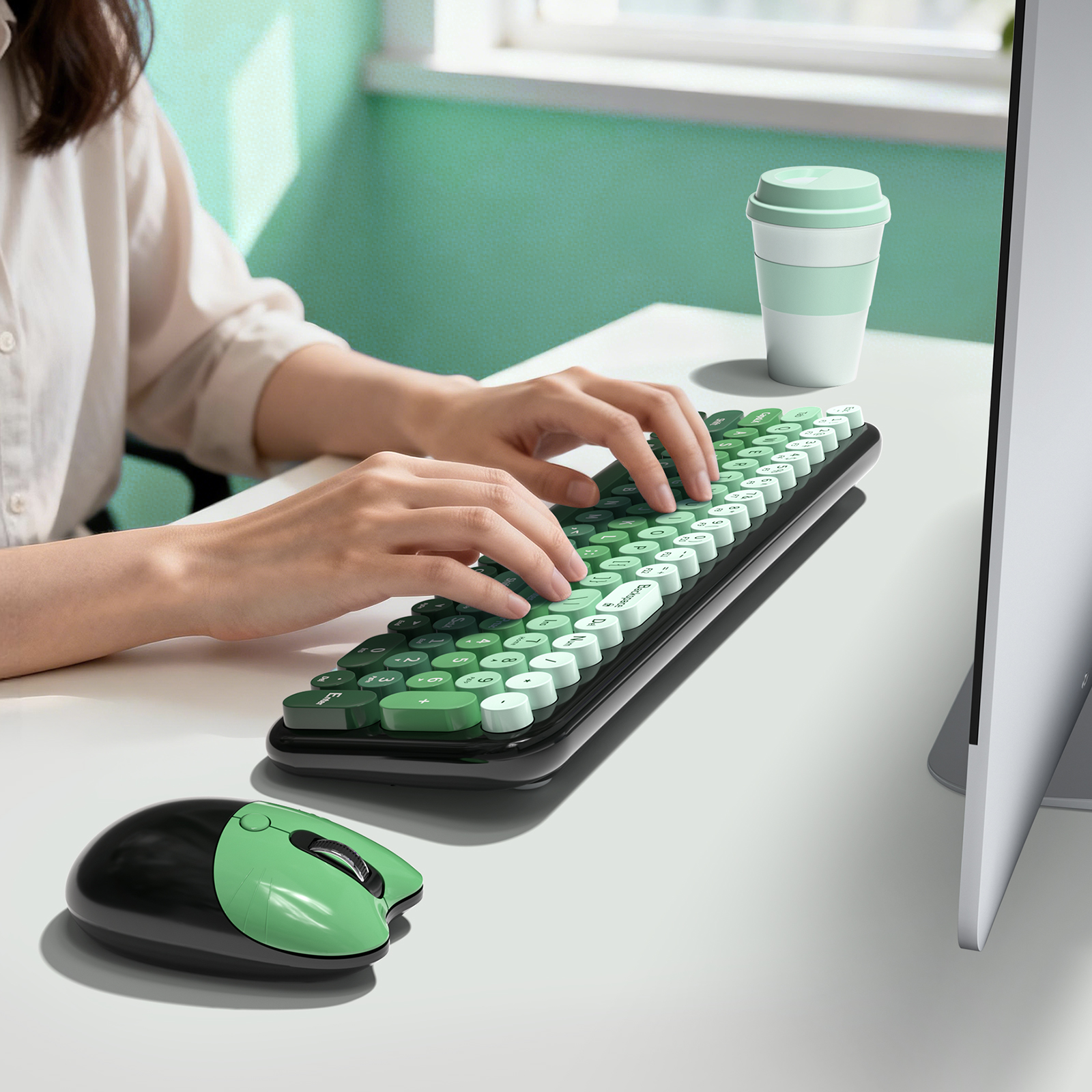 Wireless Keyboard and Mouse Combo with Compact Size Green - Image 6