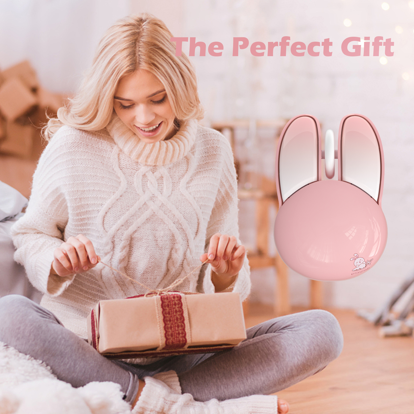 Wireless Noiseless Computer Mouse Cute Bunny Shaped(Pink) - Image 7
