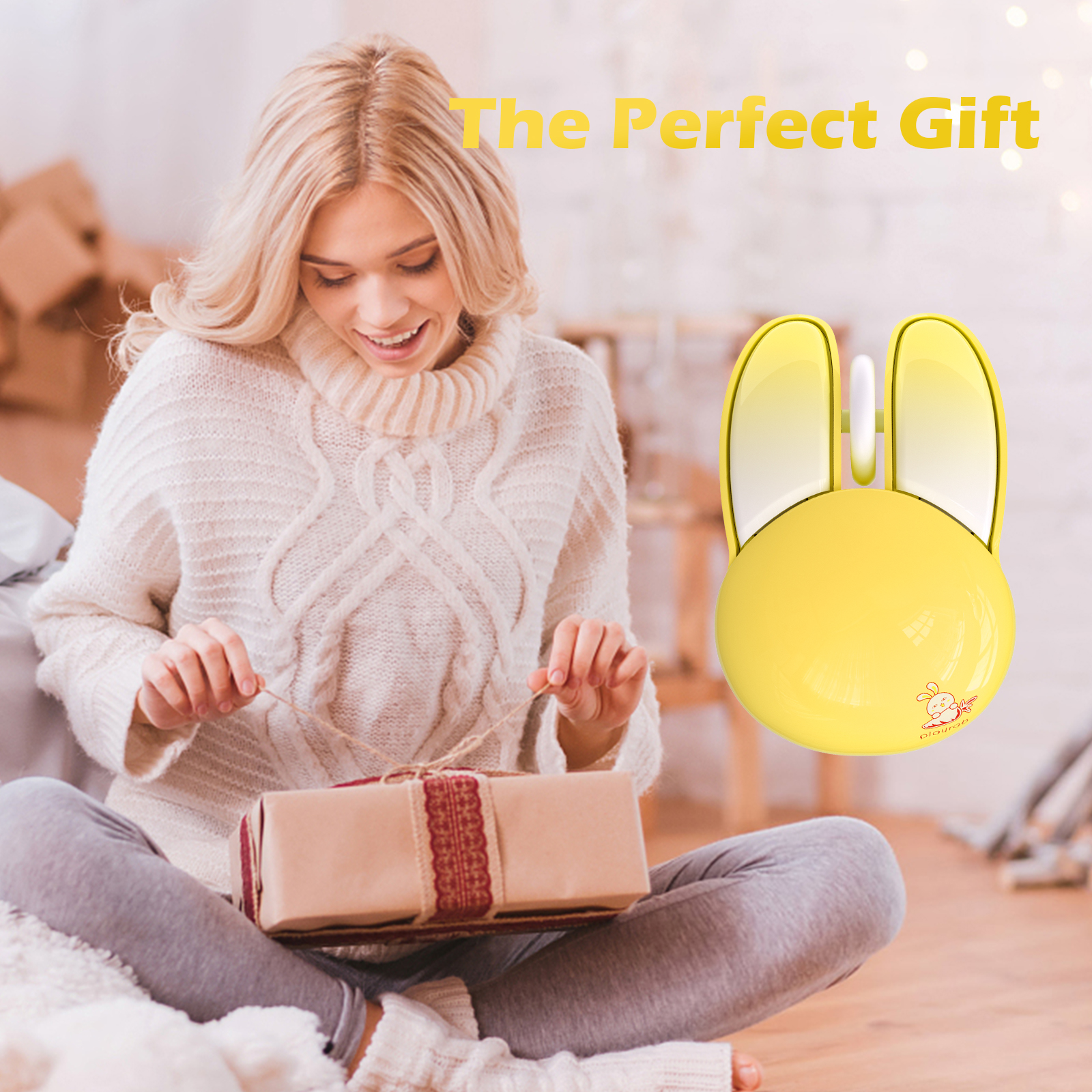 Wireless Noiseless Computer Mouse Cute Bunny Shaped(Yellow) - Image 7