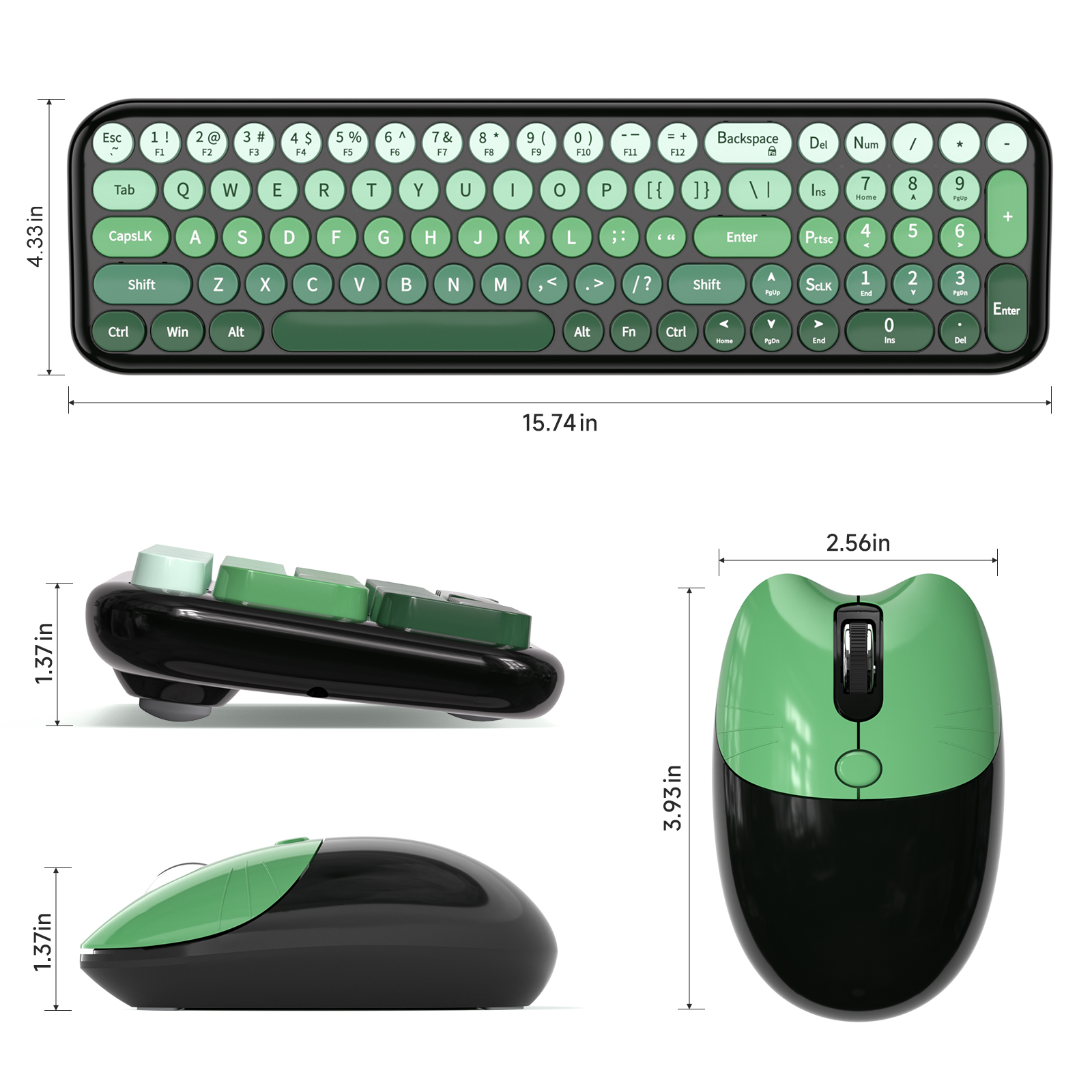 Wireless Keyboard and Mouse Combo with Compact Size Green - Image 7