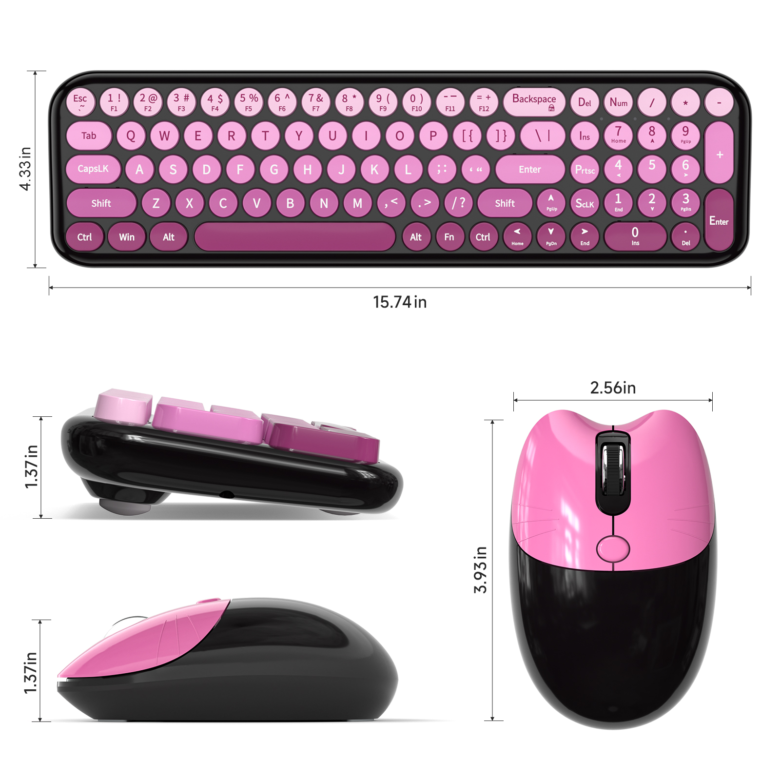 Wireless Keyboard Mouse Combo with Compact Size Black Pink - Image 7