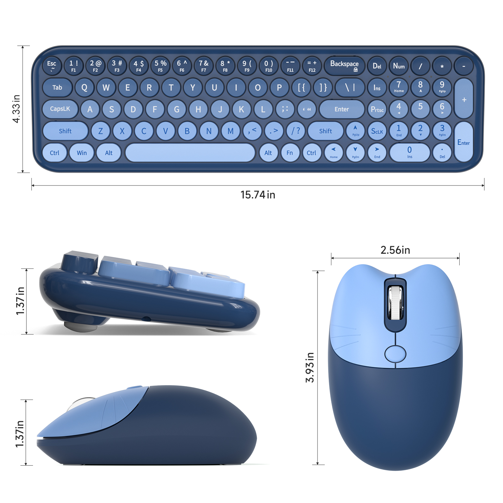Wireless Keyboard Mouse Combo with Compact Size Sea Blue - Image 7