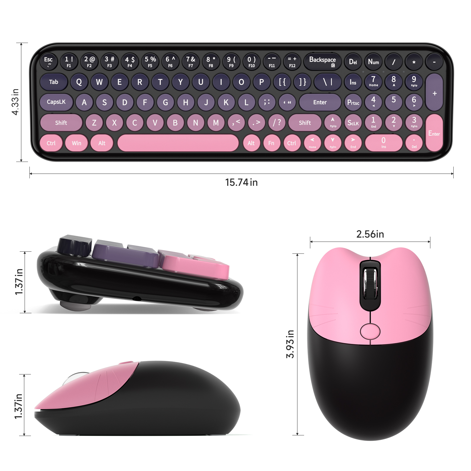 Wireless Keyboard Mouse Combo with Compact Size Pink - Image 7