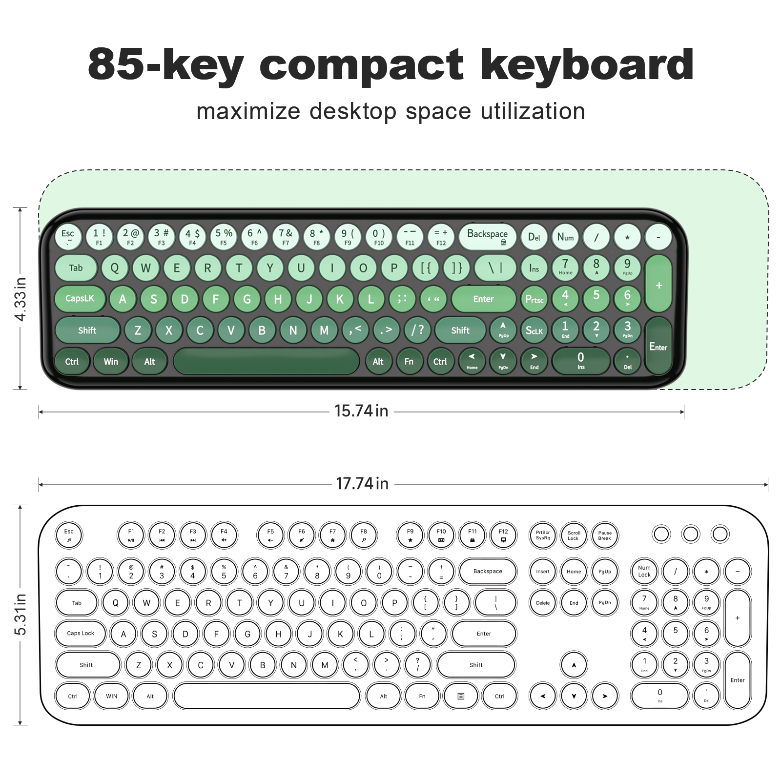 Wireless Keyboard and Mouse Combo with Compact Size Green - Image 8