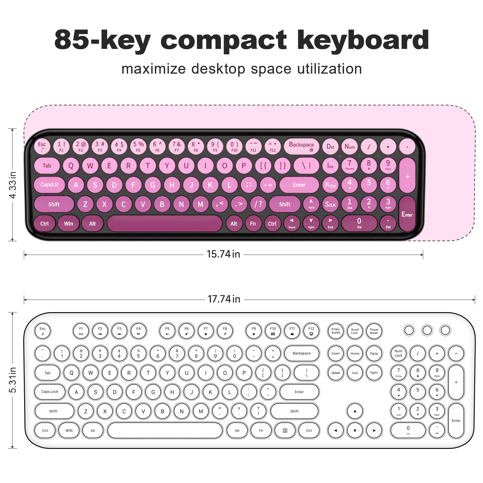 Wireless Keyboard Mouse Combo with Compact Size Black Pink - Image 8
