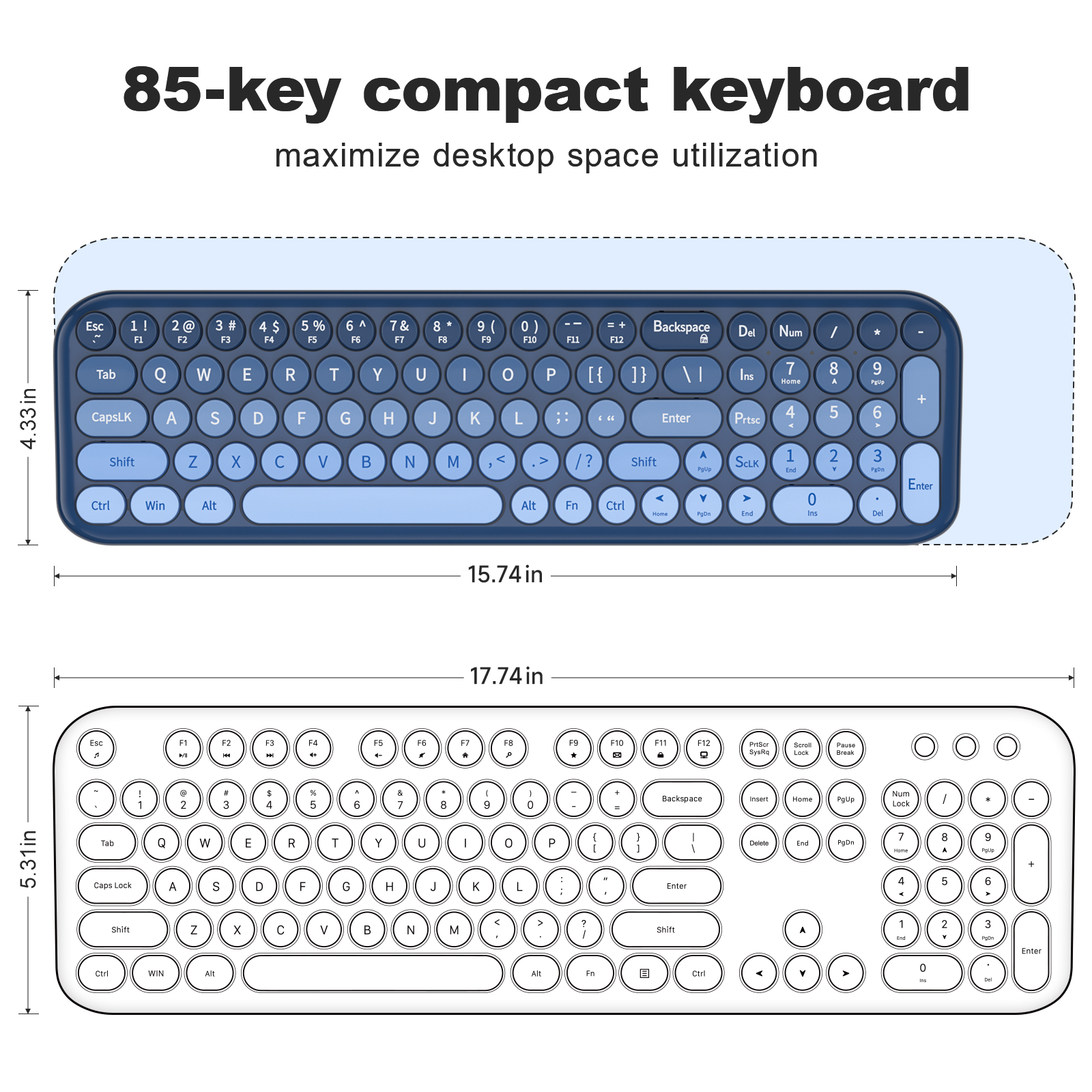 Wireless Keyboard Mouse Combo with Compact Size Sea Blue - Image 8