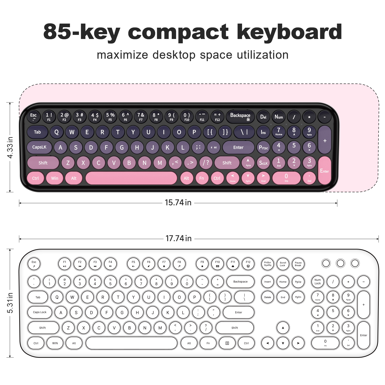 Wireless Keyboard Mouse Combo with Compact Size Pink - Image 8