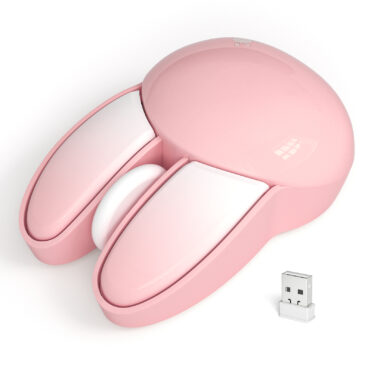 Wireless Noiseless Computer Mouse Cute Bunny Shaped(Pink)