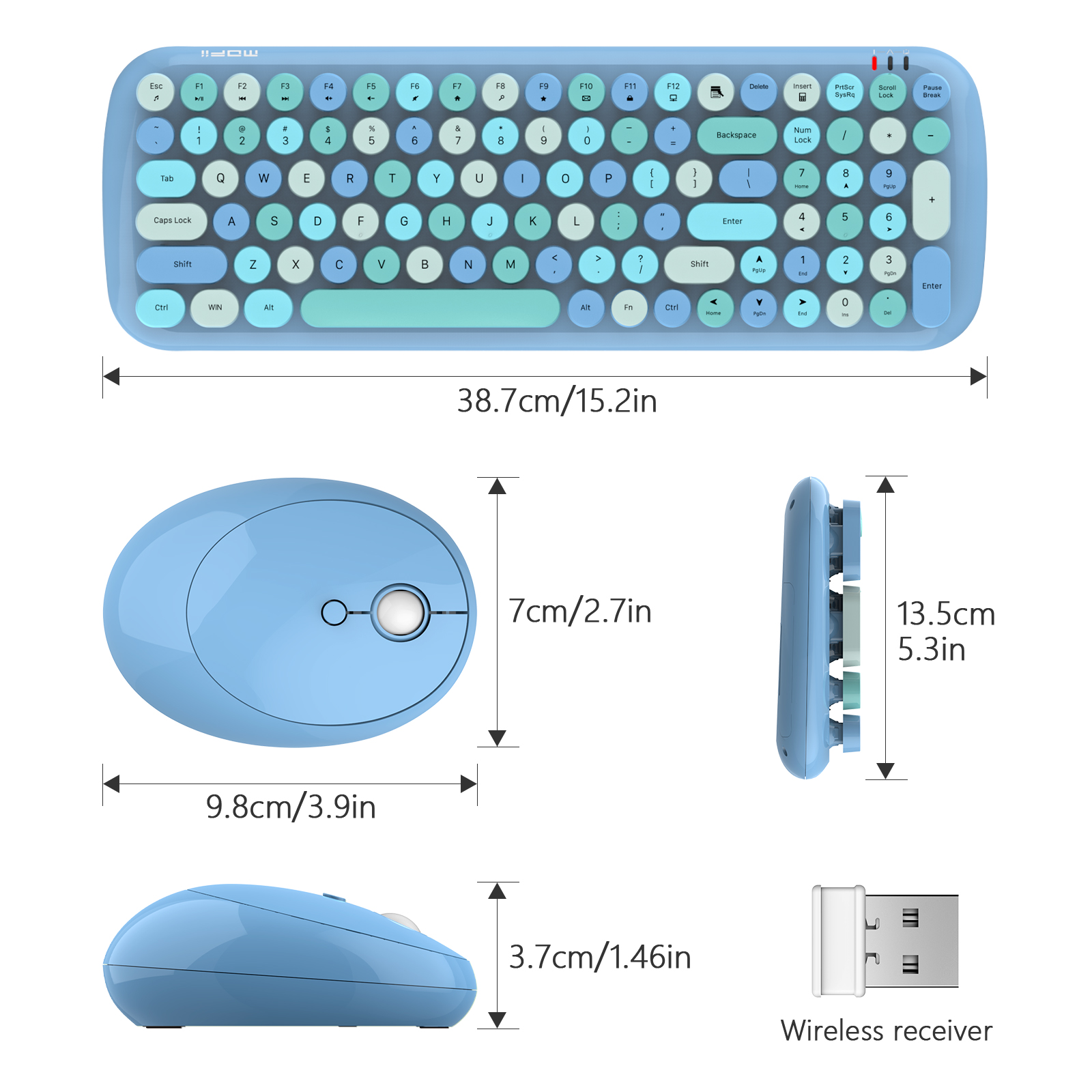 Blue Colorful Wireless Keyboard and Mouse Combo - Image 4