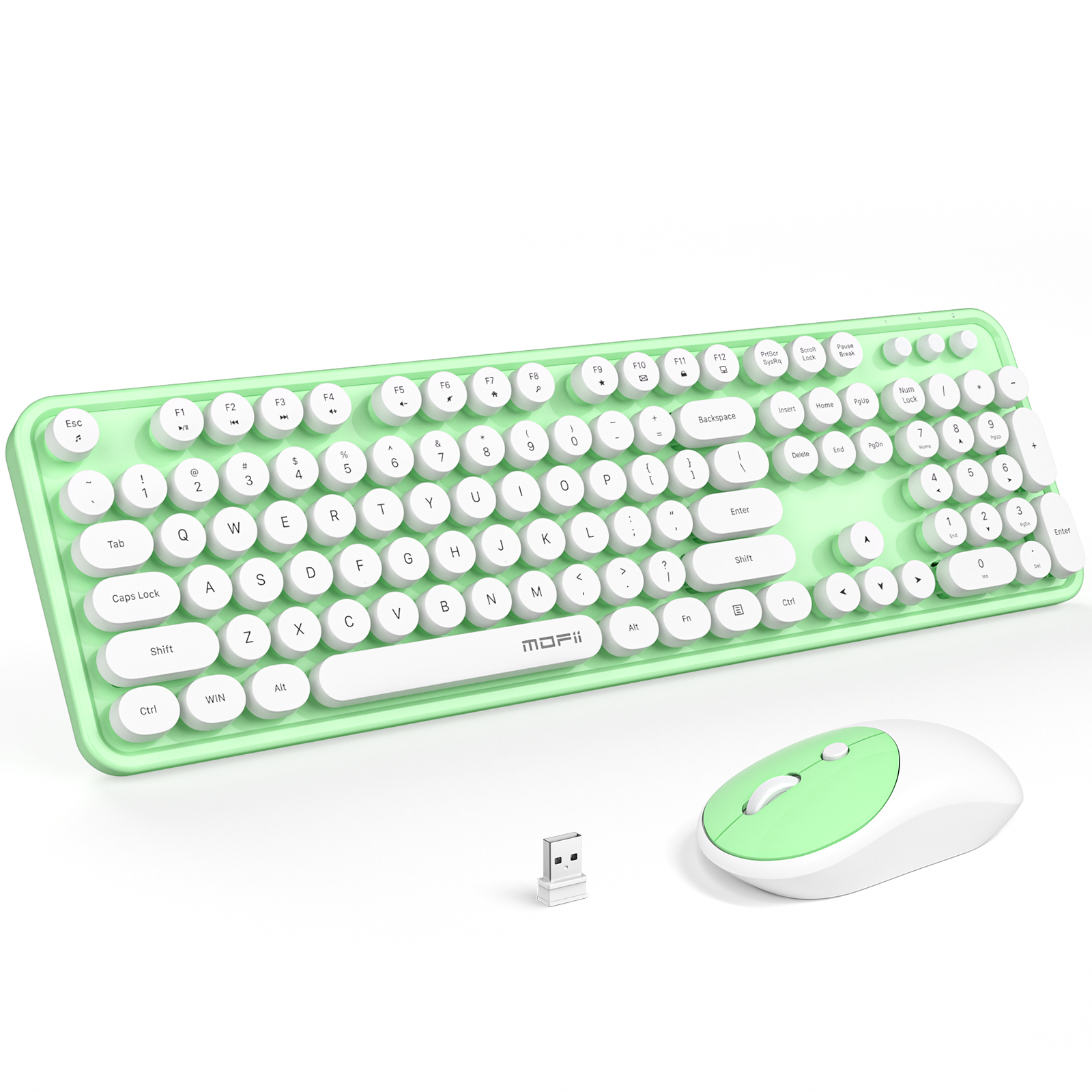 Full-Size Wireless Keyboard and Mouse Combo 2.4GHz Green