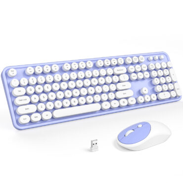 Full-Size Wireless Keyboard and Mouse Combo 2.4GHz Purple