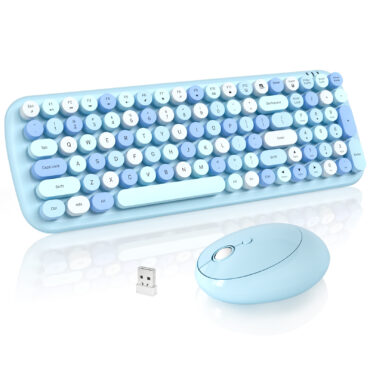 Blue Colorful Wireless Keyboard and Mouse Combo