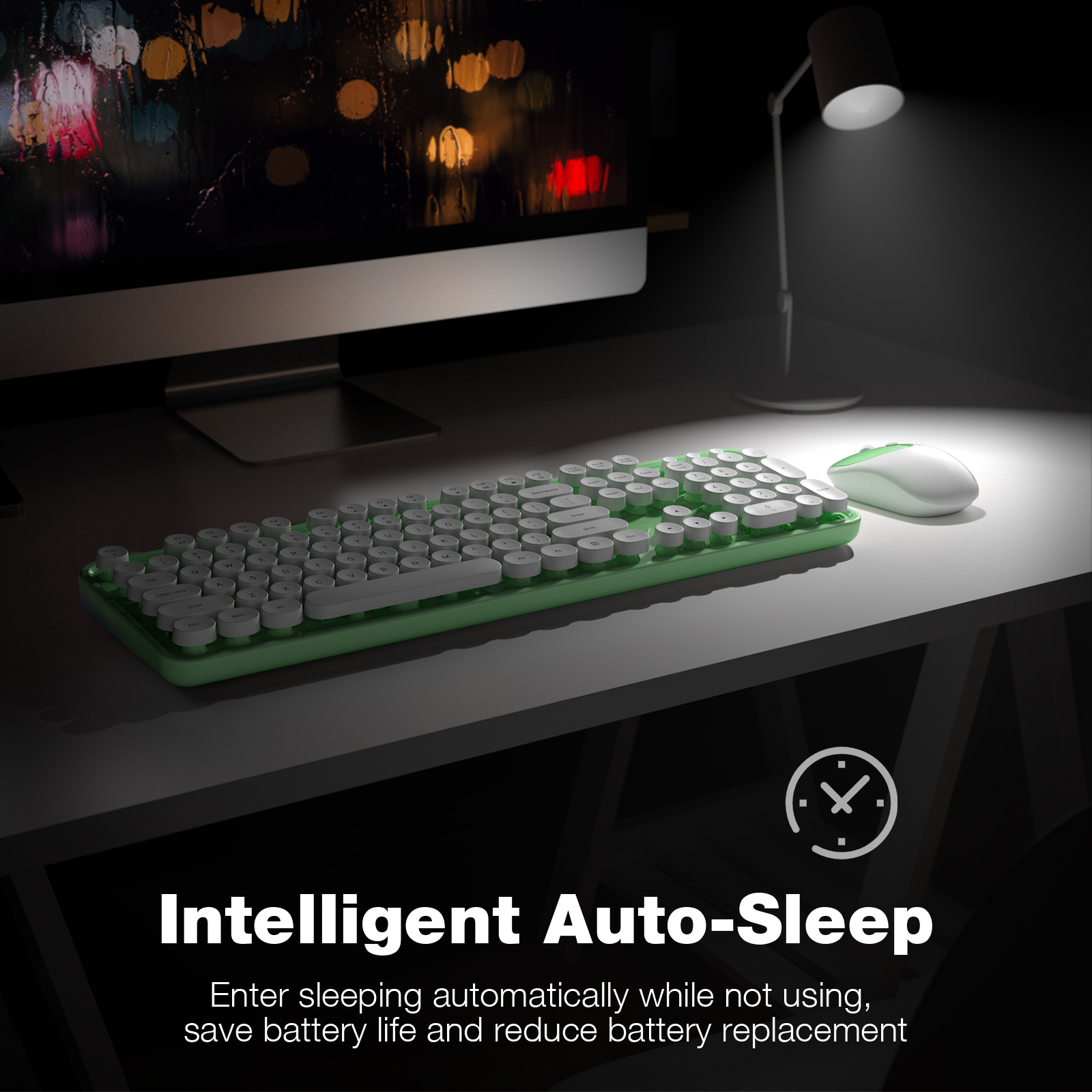 Full-Size Wireless Keyboard and Mouse Combo 2.4GHz Green - Image 5