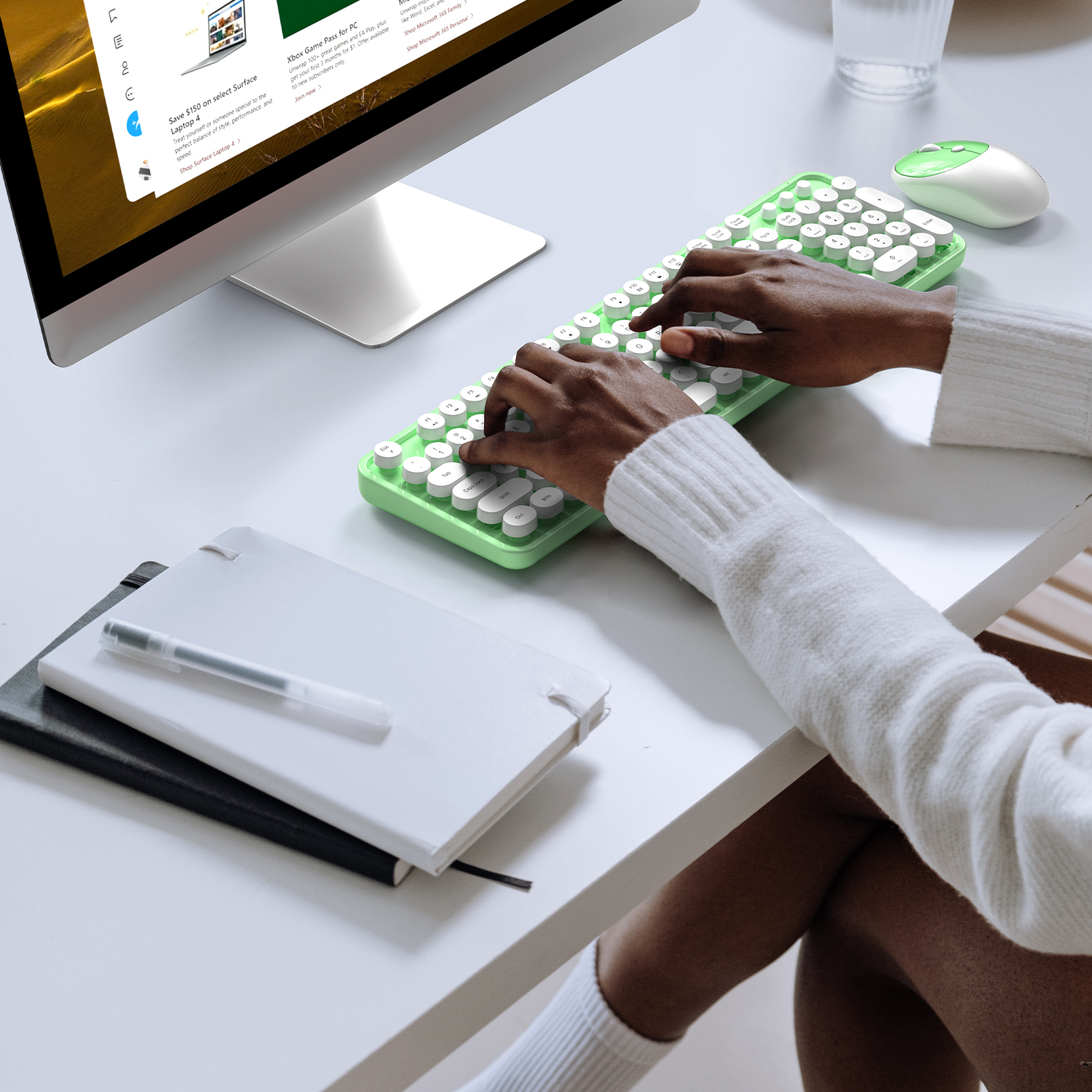 Full-Size Wireless Keyboard and Mouse Combo 2.4GHz Green - Image 7