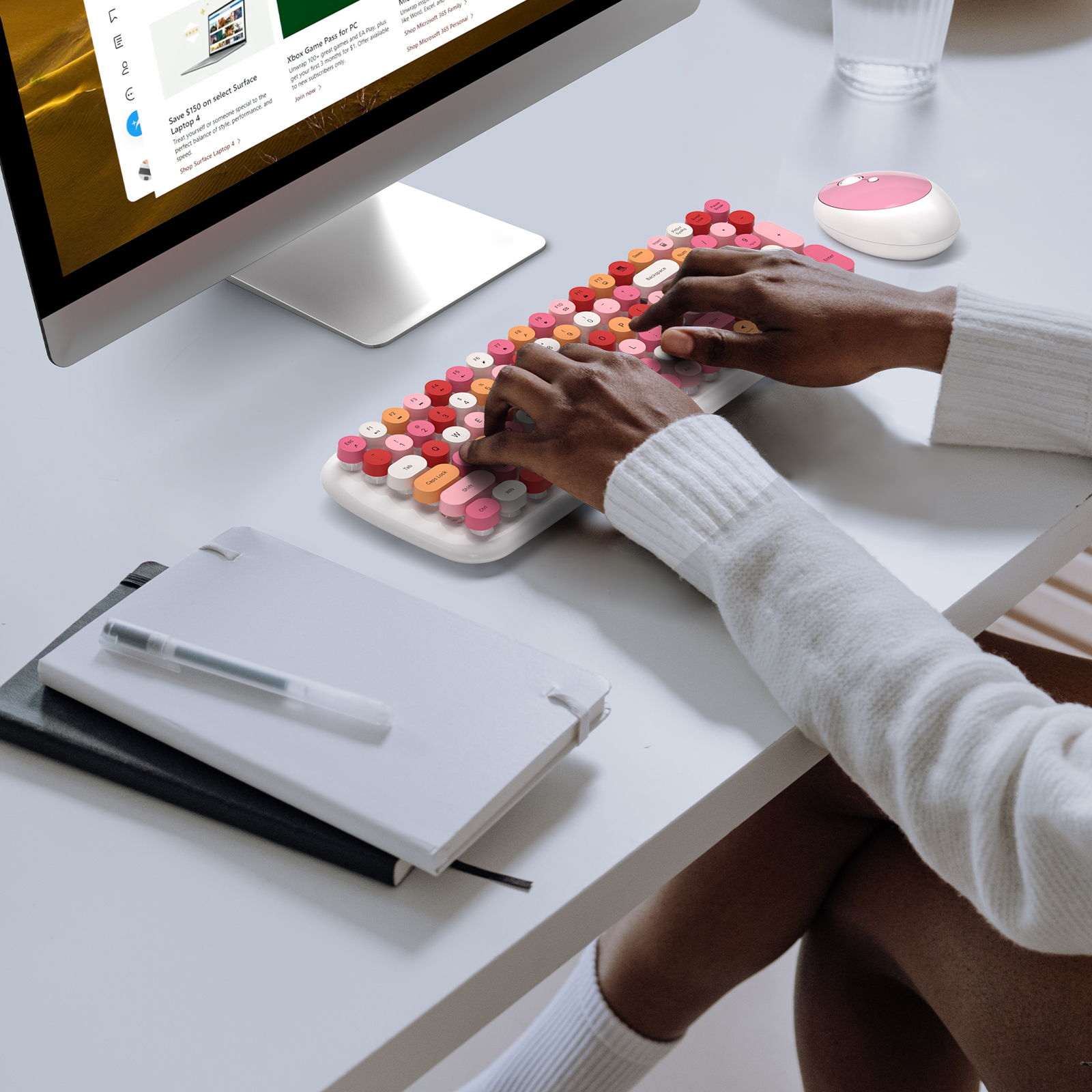 White Colorful Wireless Keyboard and Mouse Combo - Image 6