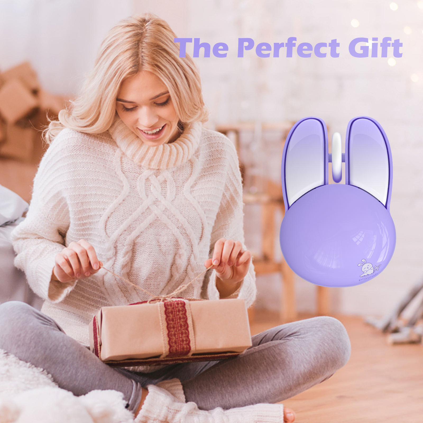 Cute Bunny Wireless Silent Mouse Purple - Image 7