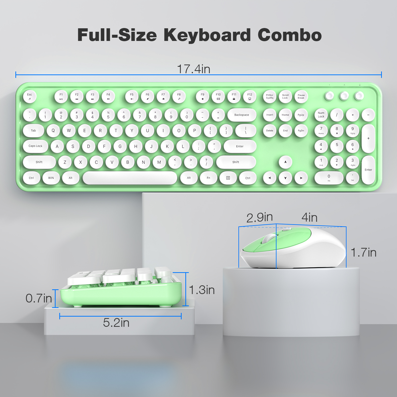 Full-Size Wireless Keyboard and Mouse Combo 2.4GHz Green - Image 8