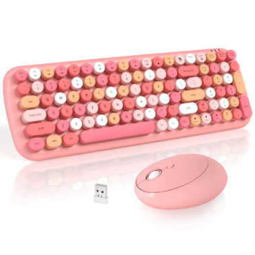 Pink Colorful Wireless Keyboard and Mouse Combo