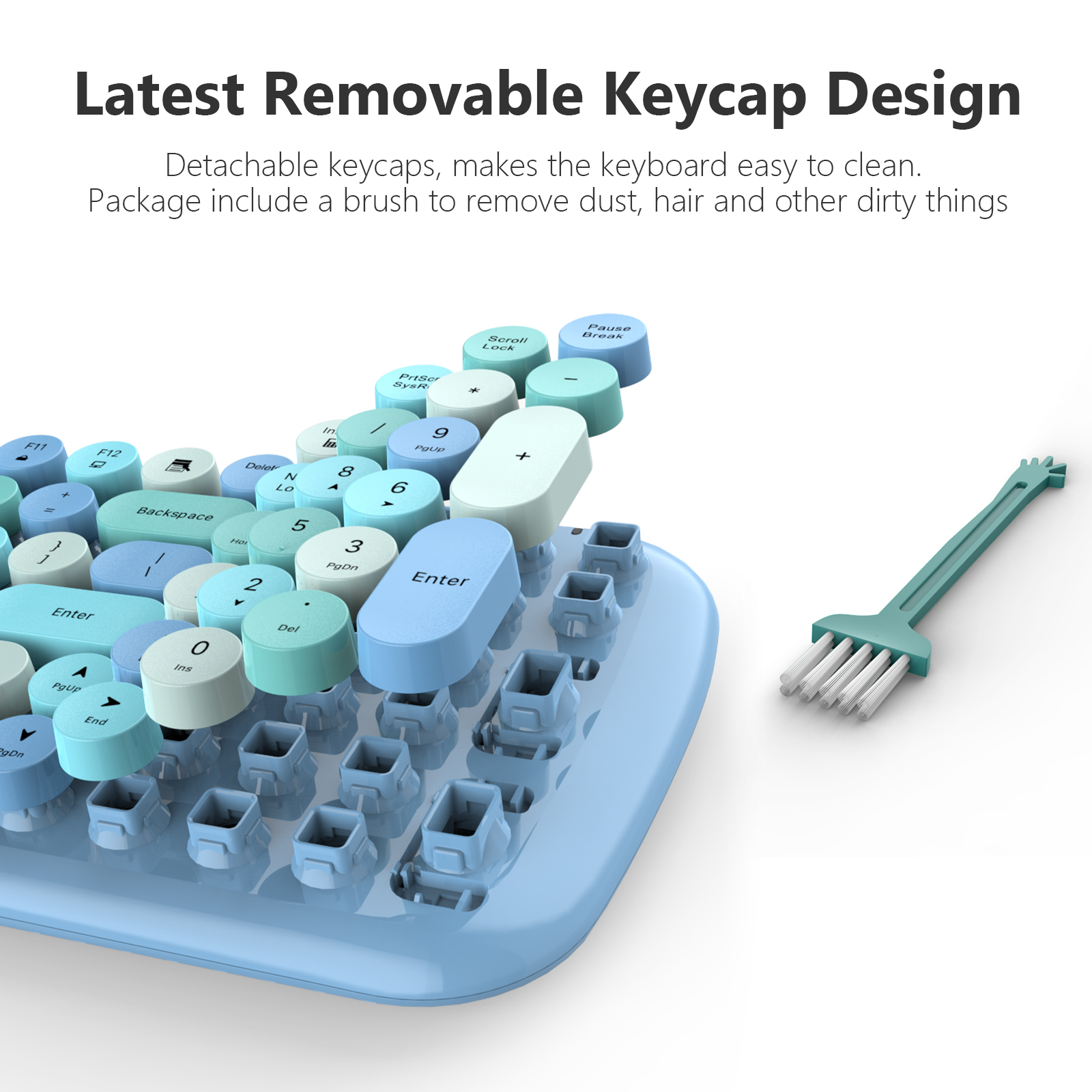 Blue Colorful Wireless Keyboard and Mouse Combo - Image 3
