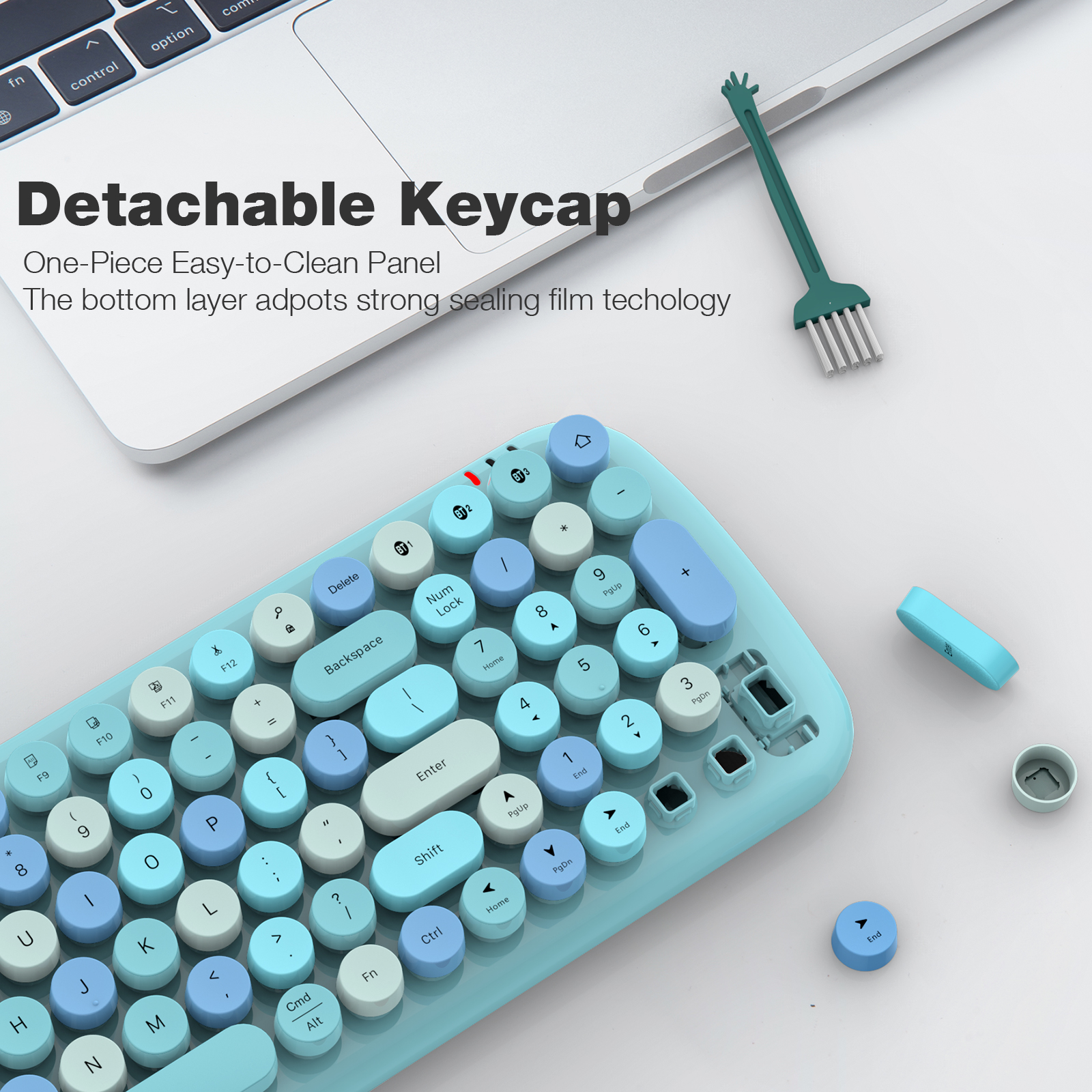 Wireless Bluetooth Typewriter Keyboard Multi-Device Keyboard Blue - Image 6