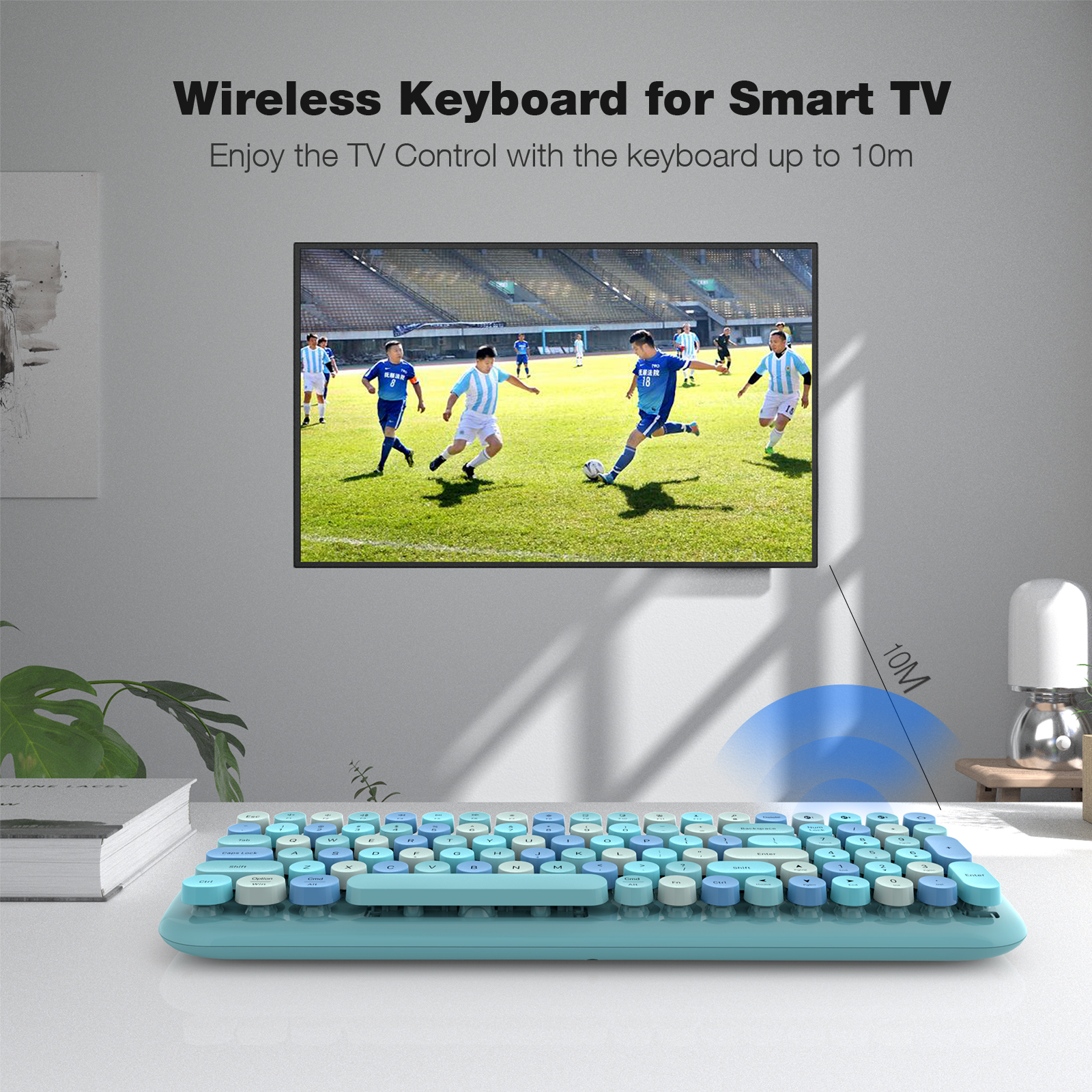 Wireless Bluetooth Typewriter Keyboard Multi-Device Keyboard Blue - Image 7
