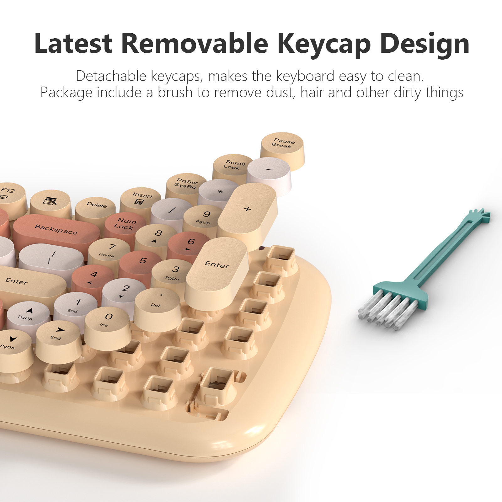 Beige Colorful Wireless Keyboard and Mouse Combo - Image 4