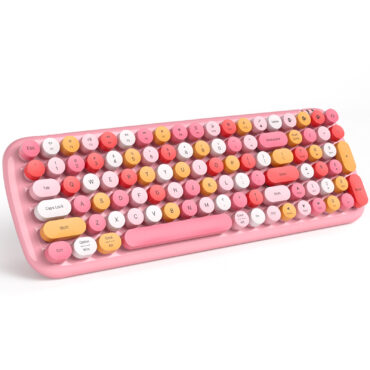 Pink Wireless Bluetooth Typewriter Keyboard