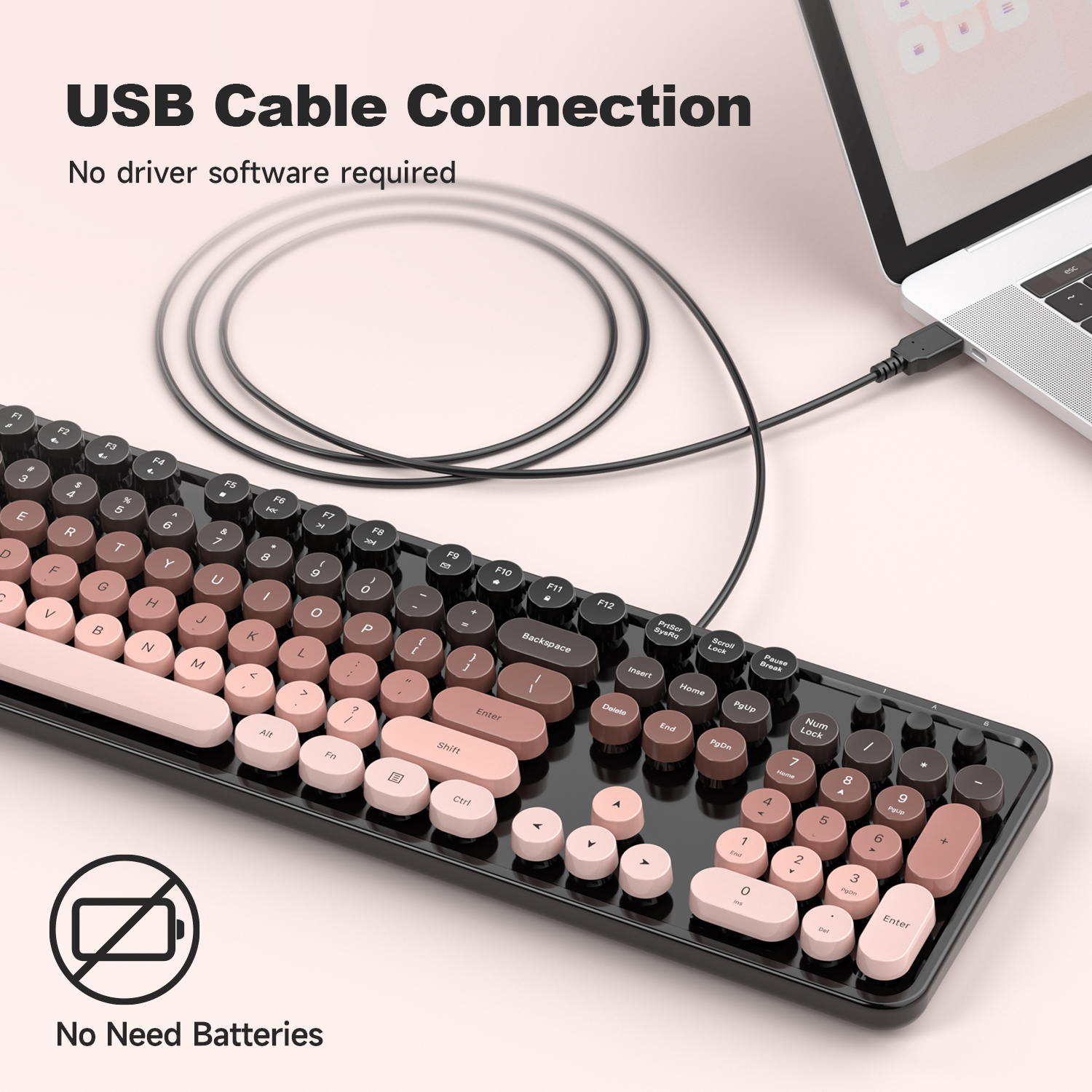 Blackberry Full-Size Wired Ergonomic Keyboard - Image 2