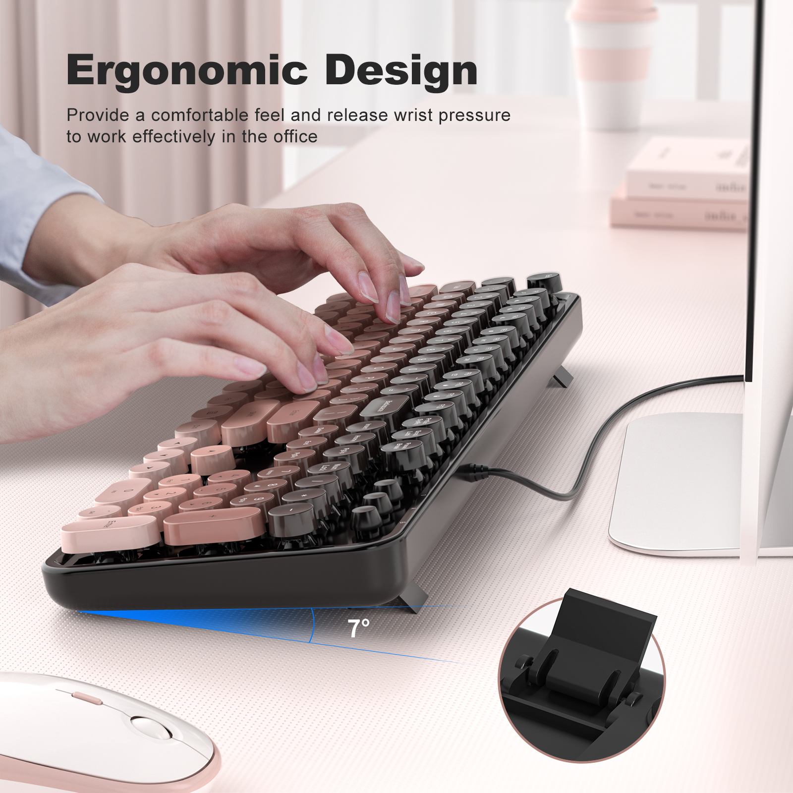Blackberry Full-Size Wired Ergonomic Keyboard - Image 3
