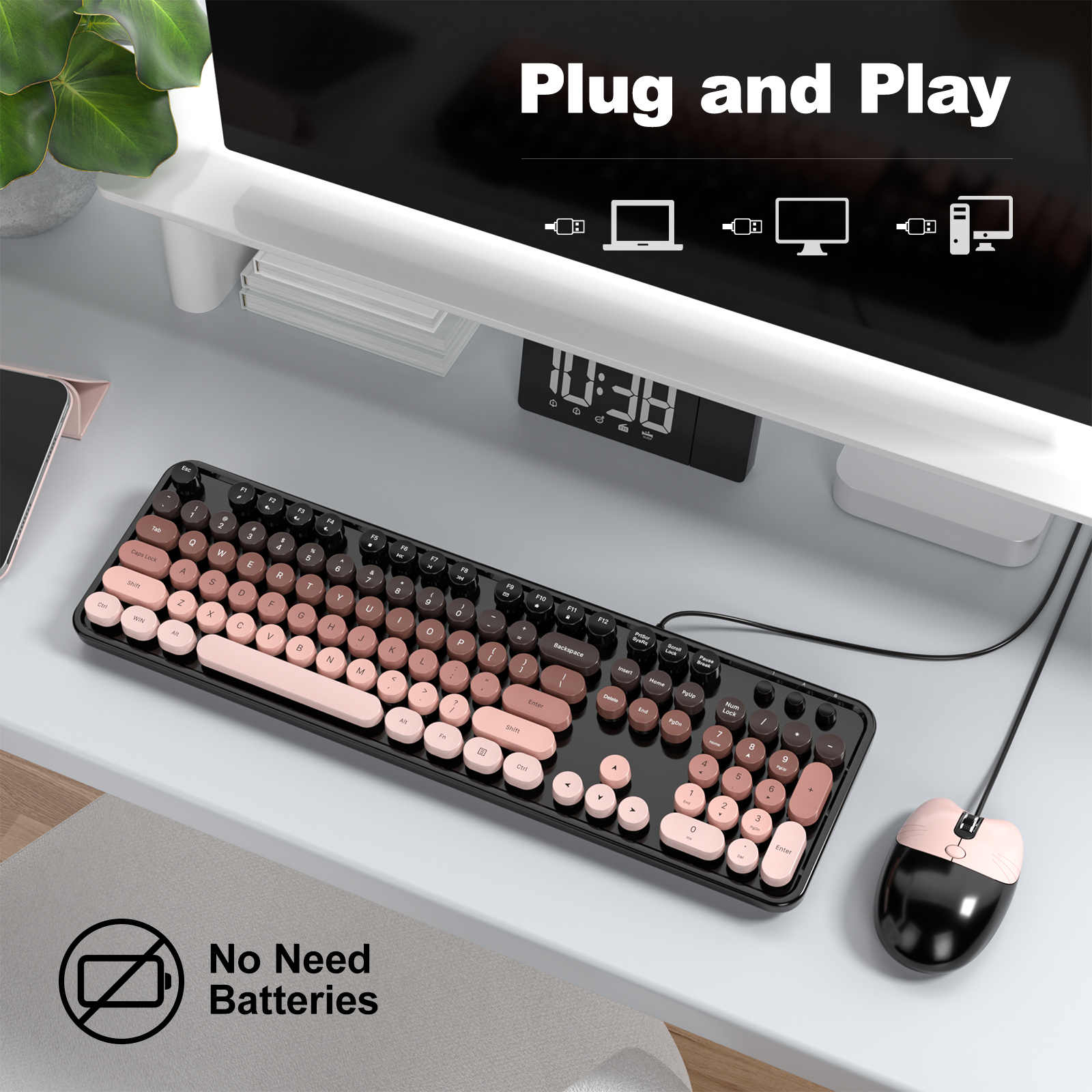 Ergonomic Wireless Keyboard and Mouse Set for Office Work - Image 2