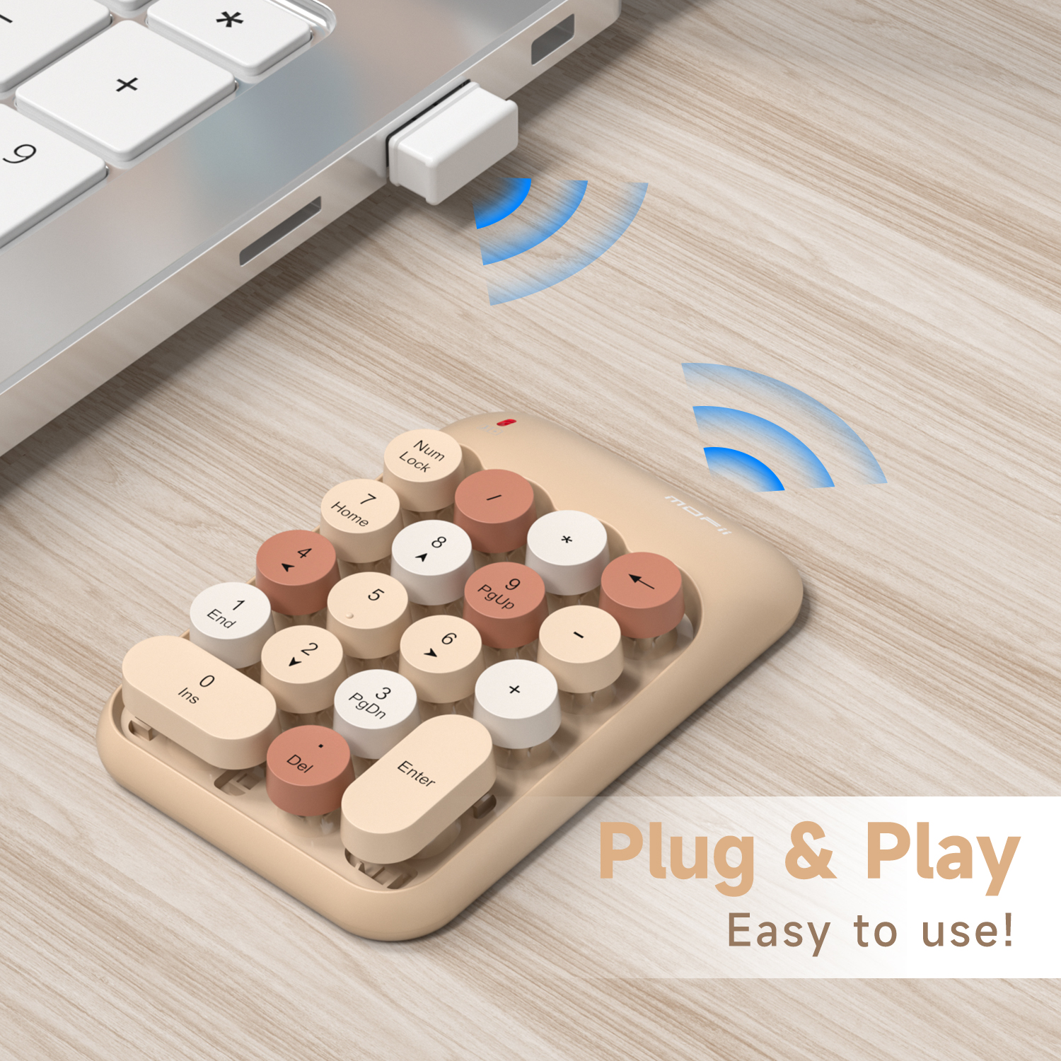 Beige Wireless Number Pad - Image 2