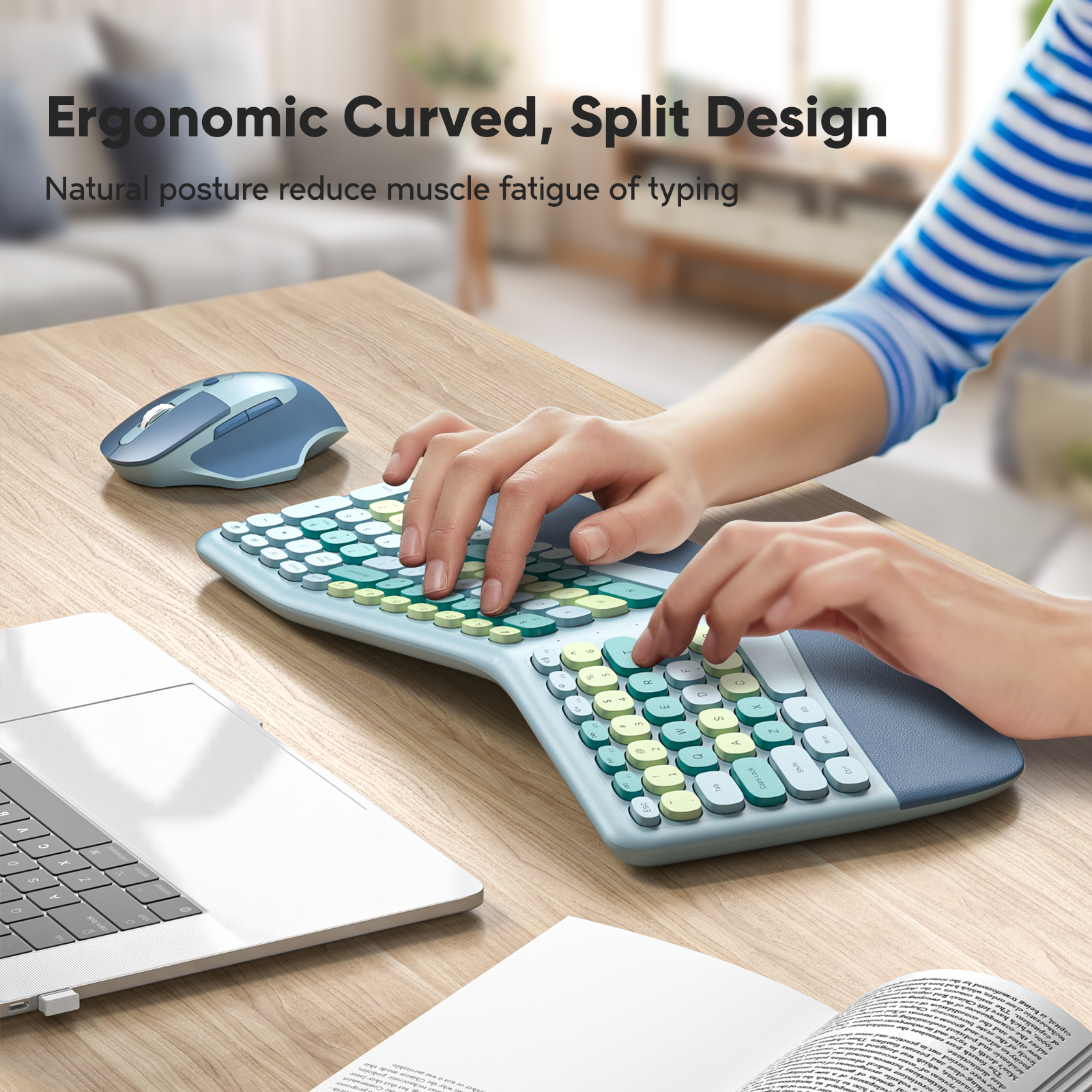 Ergonomic Wireless Keyboard and Mouse - Image 2