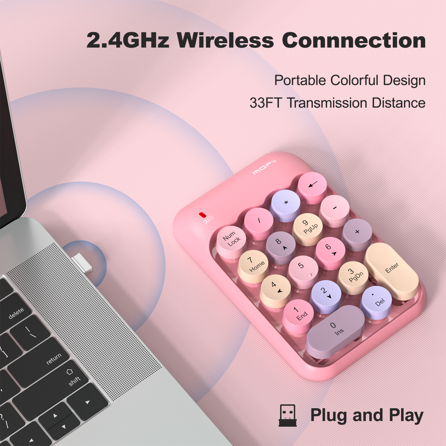 MOFii Pink Keycap Numeric Keypad - Image 2