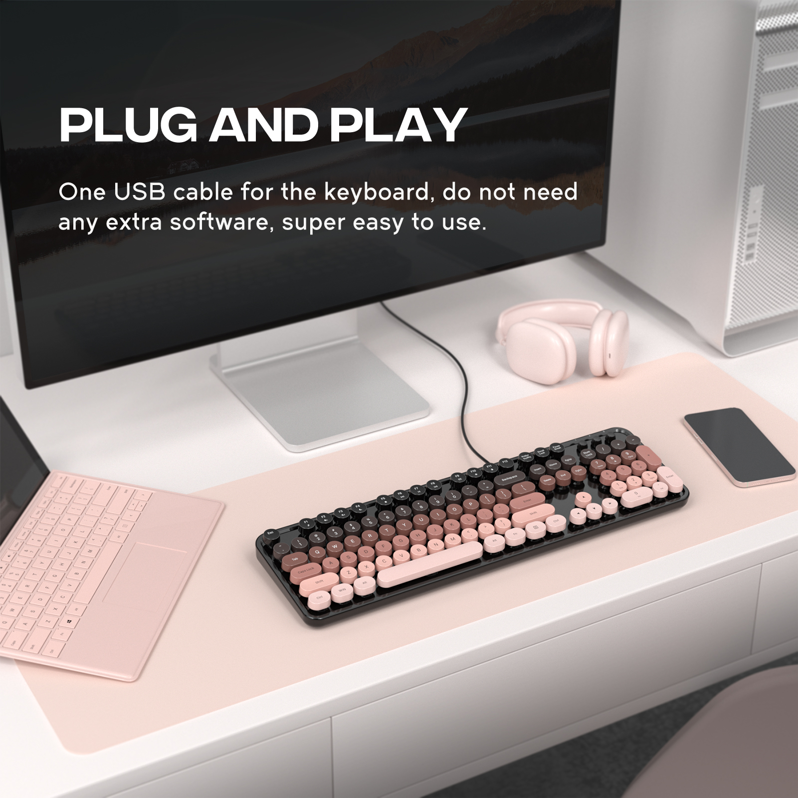 Blackberry Full-Size Wired Ergonomic Keyboard - Image 6