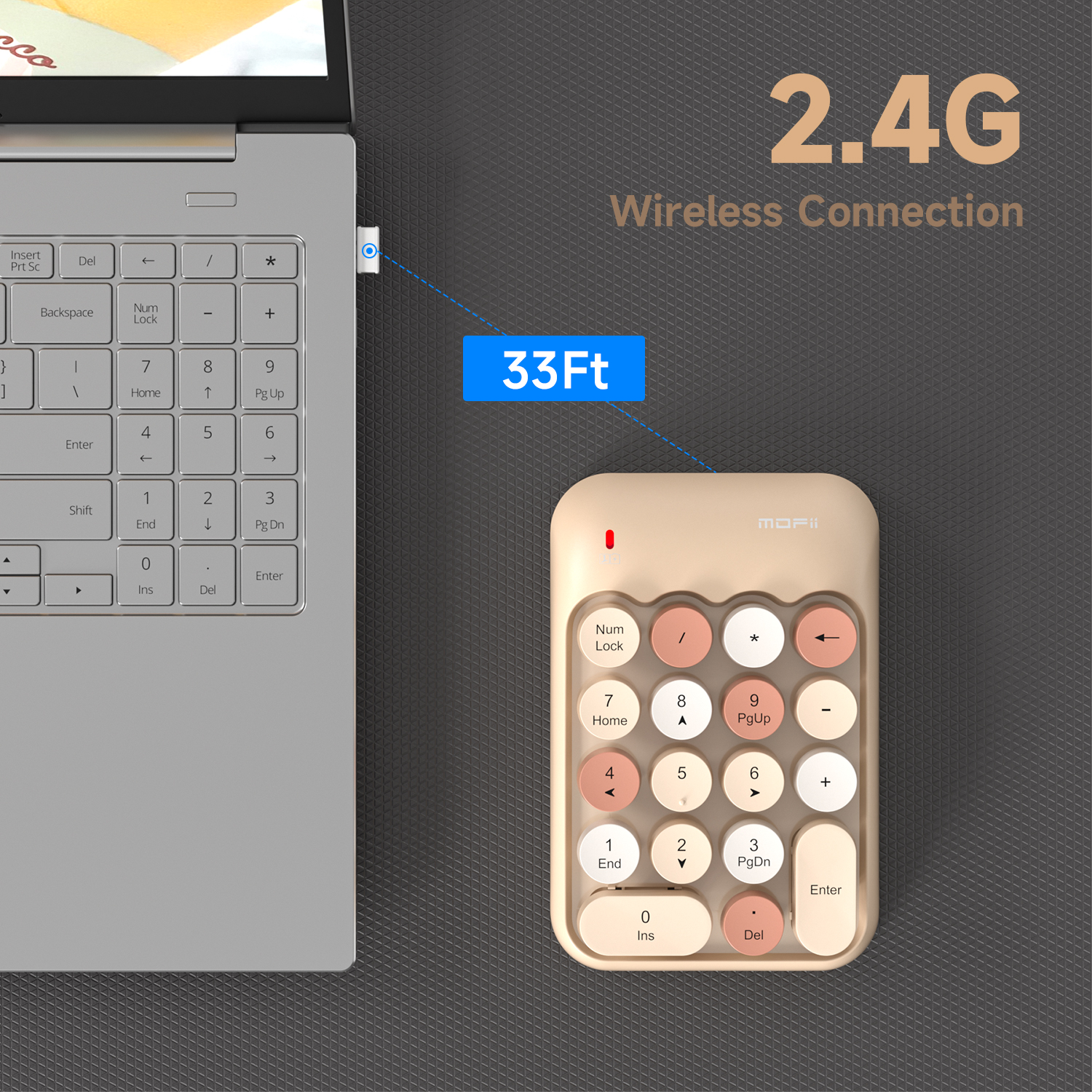 Beige Wireless Number Pad - Image 5