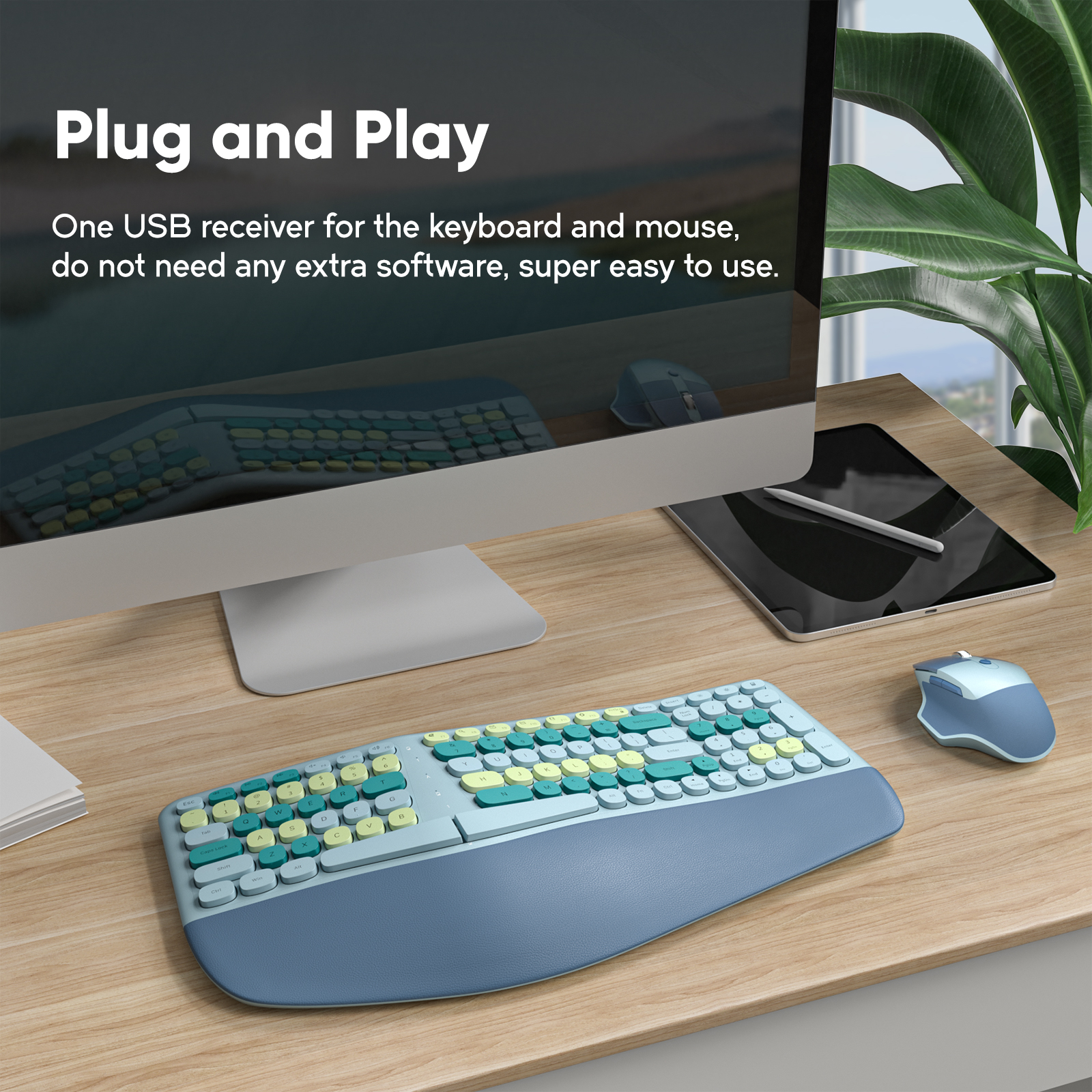 Ergonomic Wireless Keyboard and Mouse - Image 5