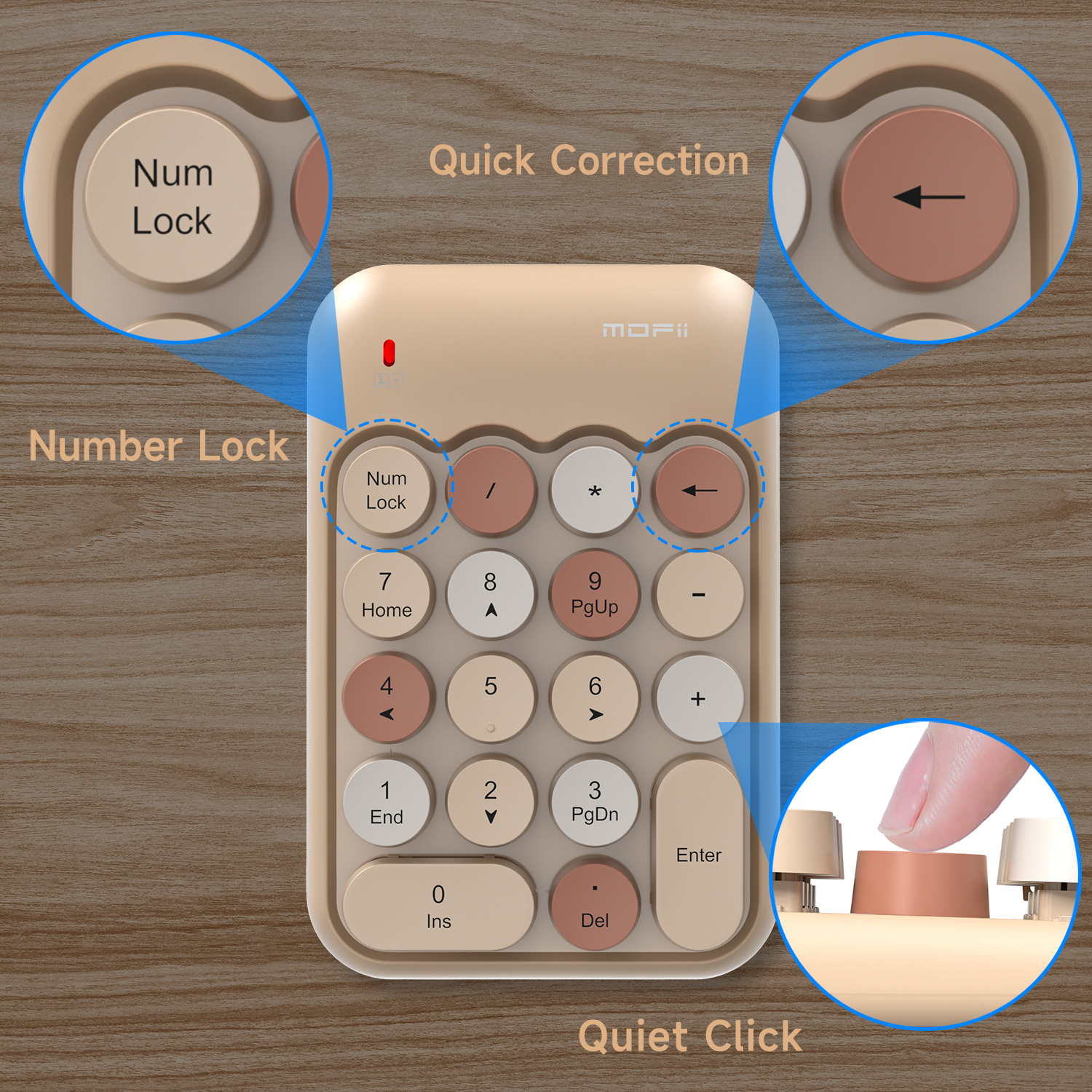 Beige Wireless Number Pad - Image 6