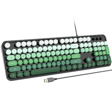 Retro Full-Size Wired Ergonomic Keyboard Black & Green