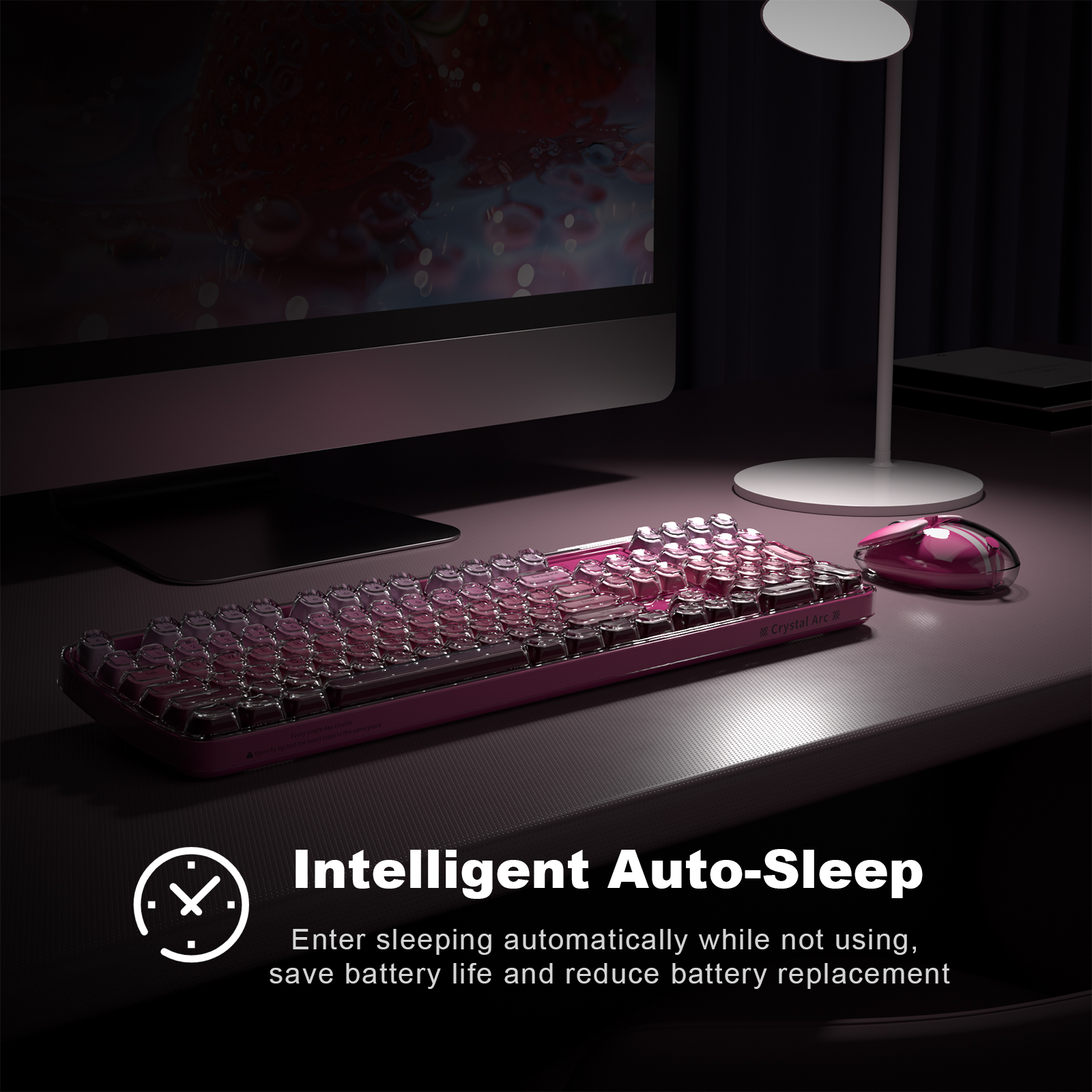 Pink Crystal Wireless Keyboard & Mouse Set | Cute Desk Decor - Image 5